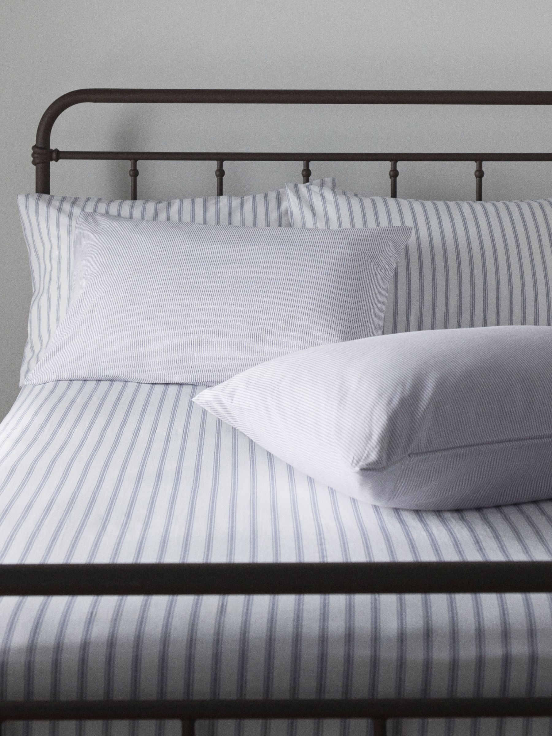 The Set Set of 2 Navy Stripe Pillowcase and Fitted Sheet - Image 1 of 6