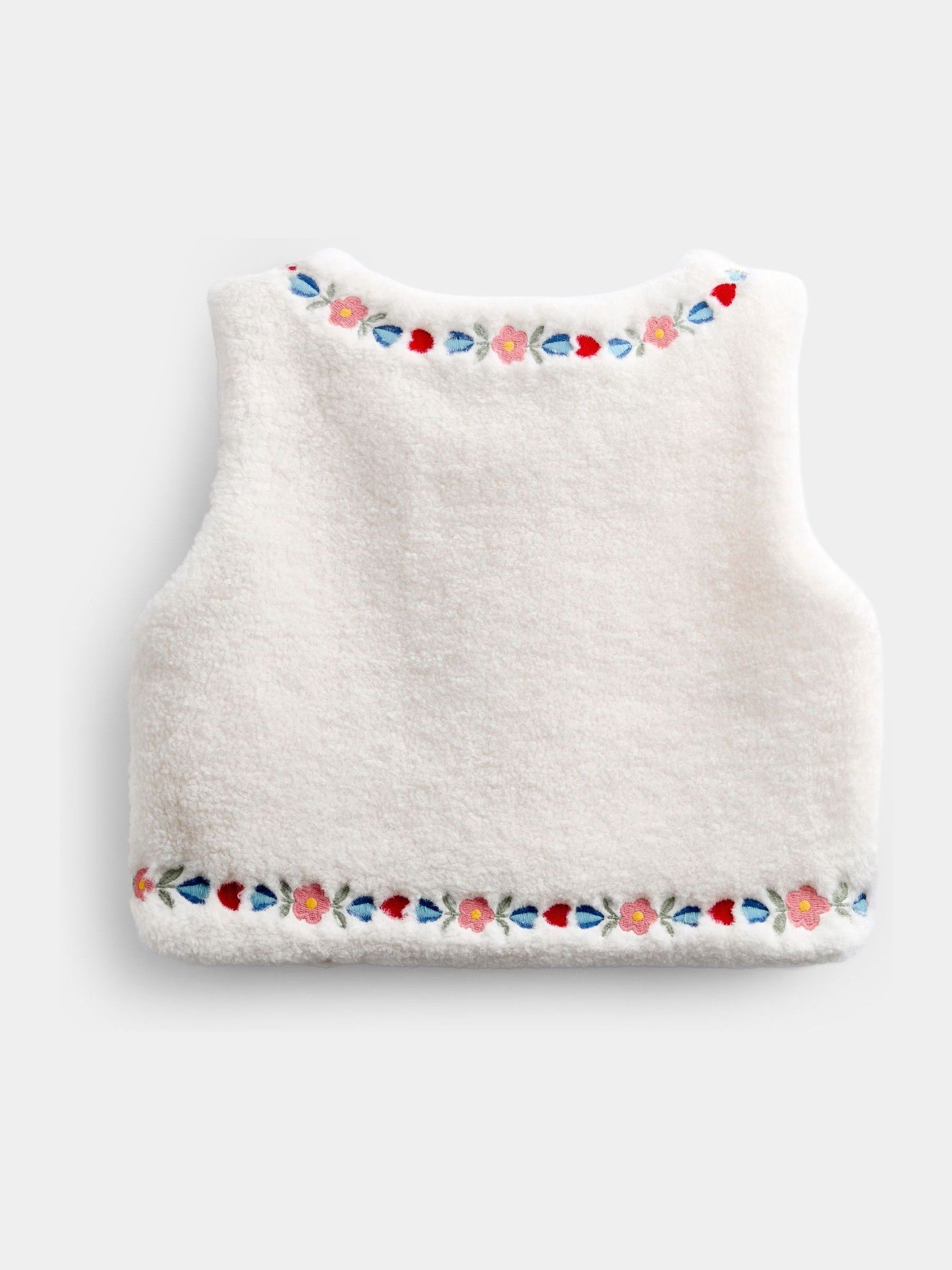 Ivory Flower Embroidered Fleece Gilet - Image 2 of 4