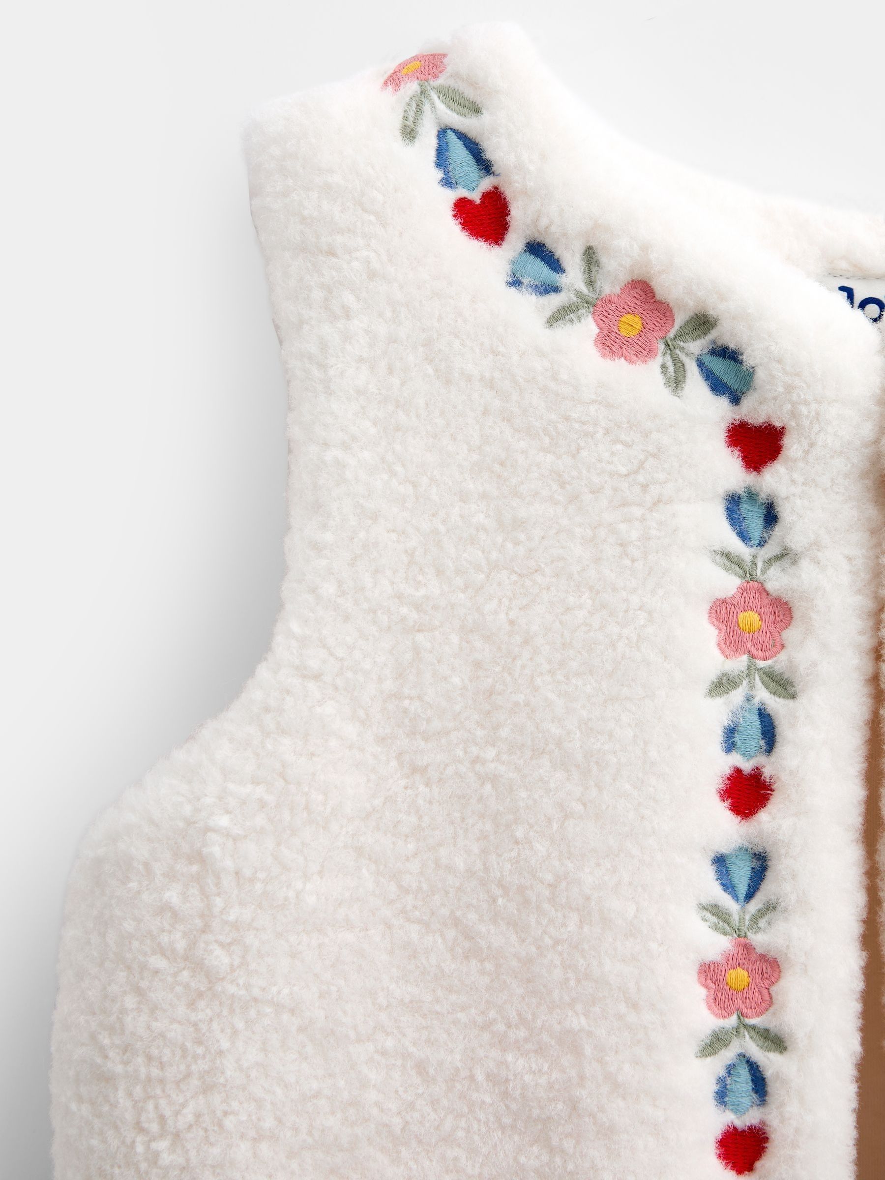 Ivory Flower Embroidered Fleece Gilet - Image 3 of 4