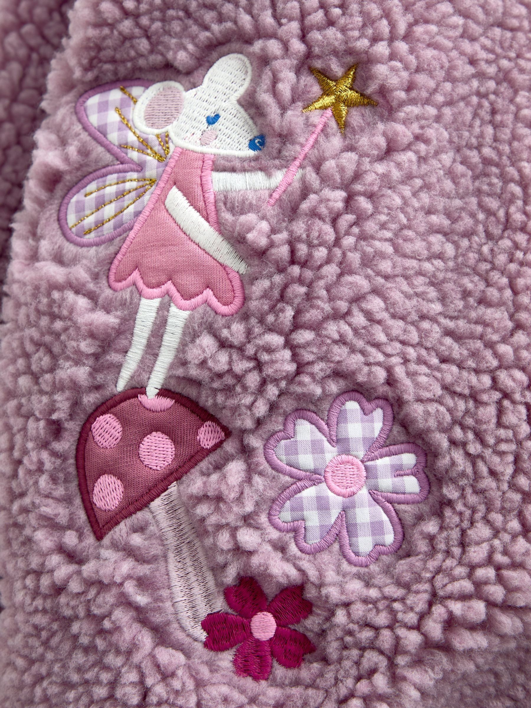 Lilac Purple Fairy Appliqué Borg Fleece Hoodie - Image 5 of 5