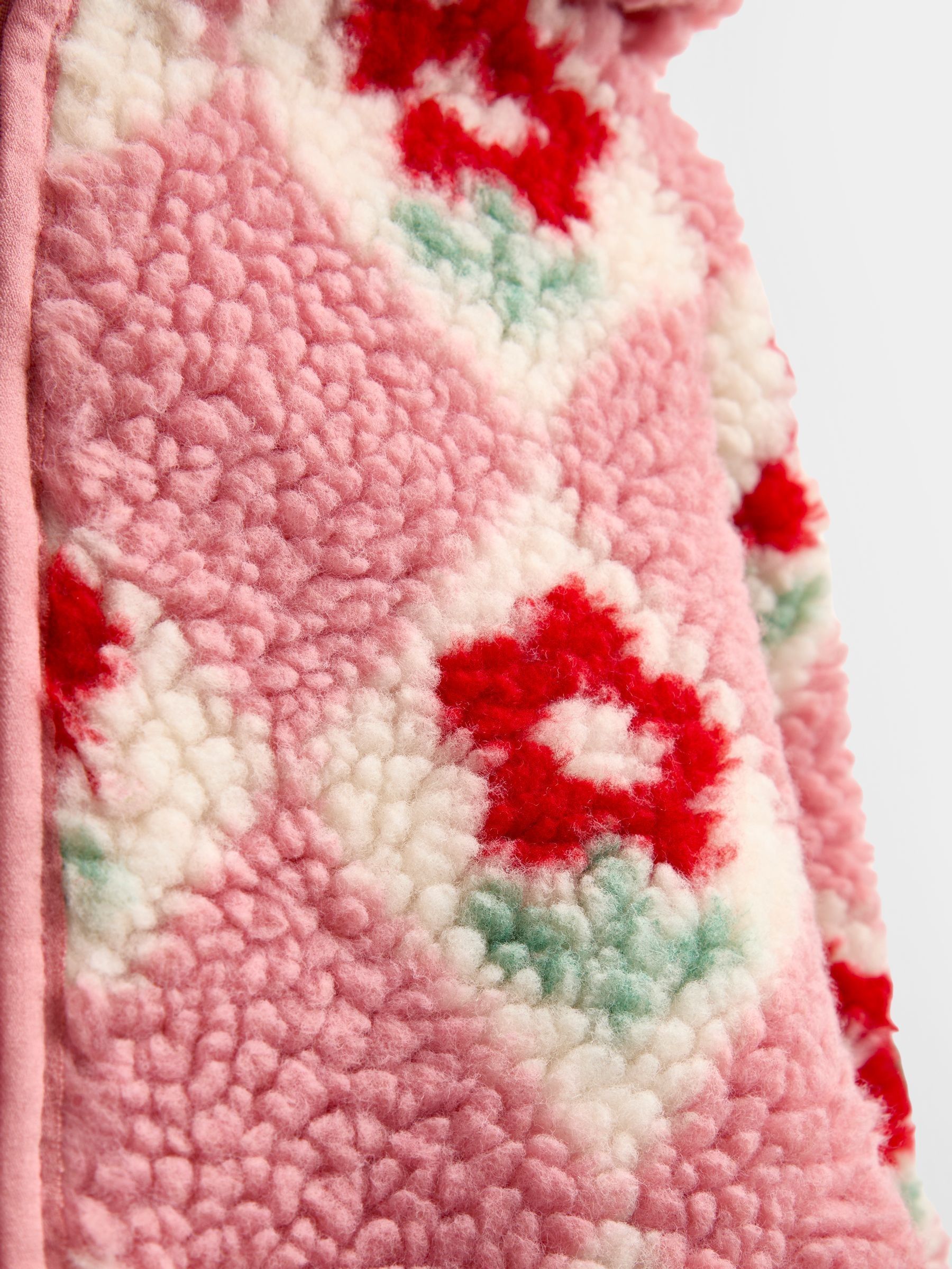 Pink Floral Harlequin Hooded Borg Fleece - Image 2 of 4