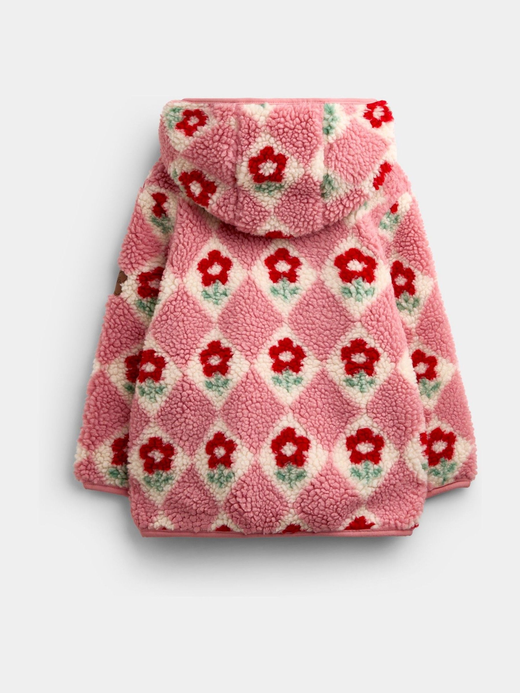 Pink Floral Harlequin Hooded Borg Fleece - Image 4 of 4