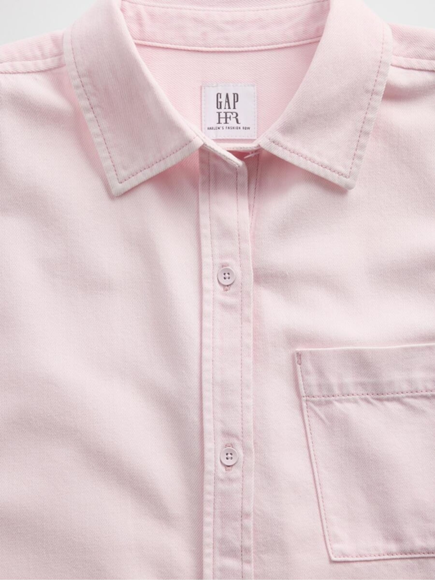 Gap x Harlem's Fashion Row Pink Denim Wide Shoulder Shirt - Image 9 of 9