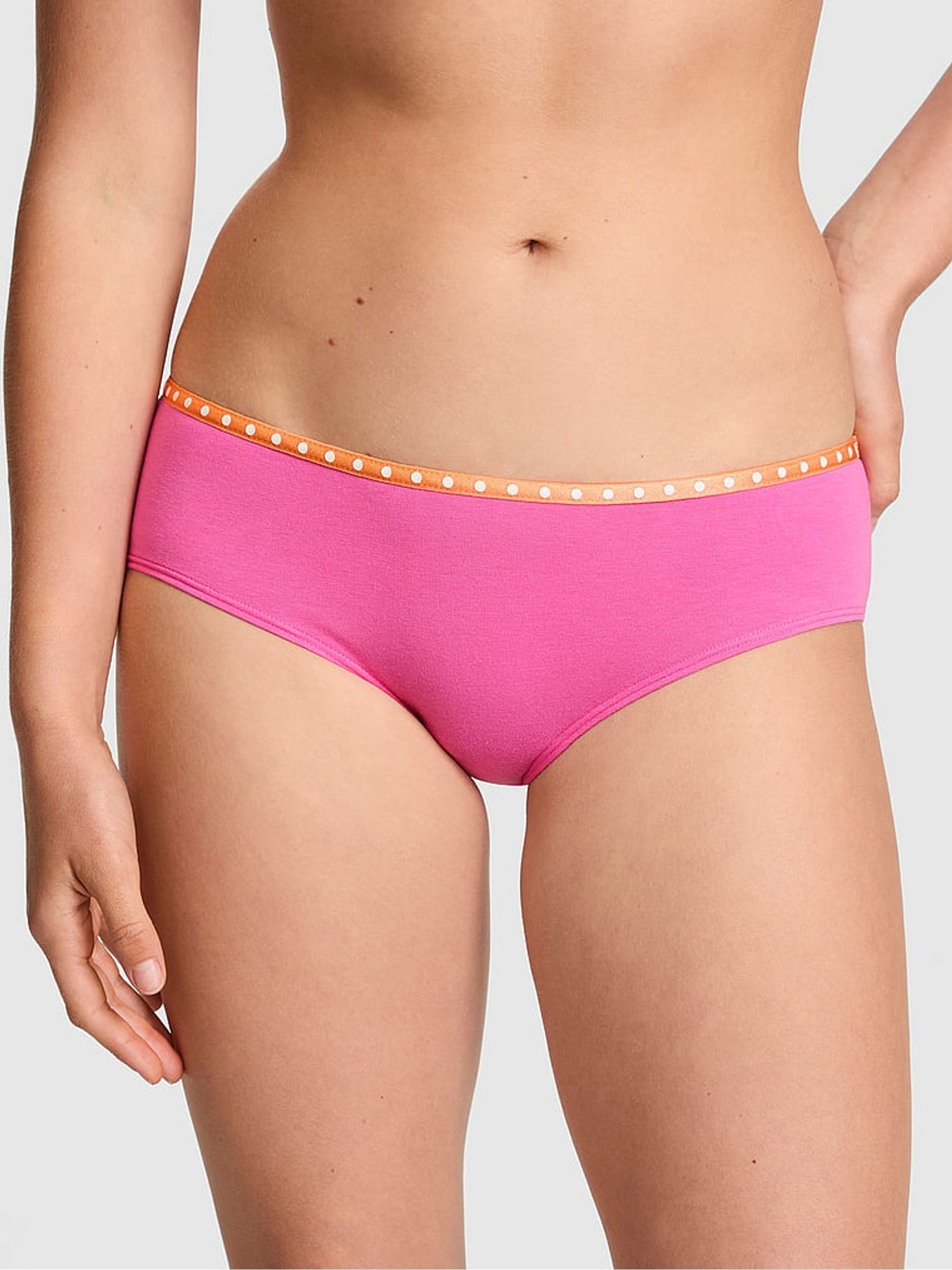 Sizzling Strawberry Pink Hipster Cotton Mini Logo Knickers - Image 1 of 2