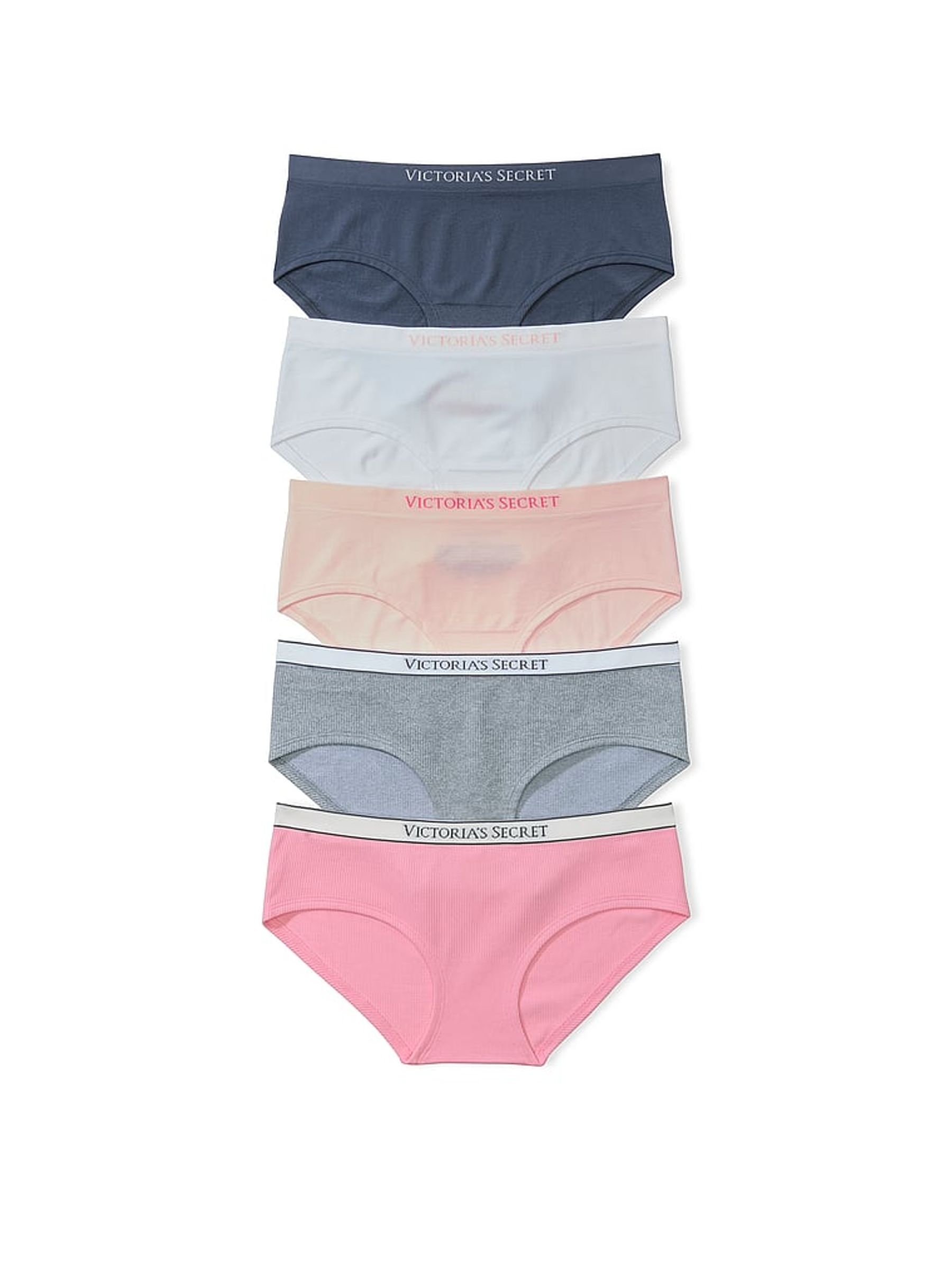 Blue/White/Pink/Grey Hipster 5 Pack Knickers - Image 1 of 3 Blue/White/Pink/Grey Hipster 5 Pack Knickers - Image 1 of 3