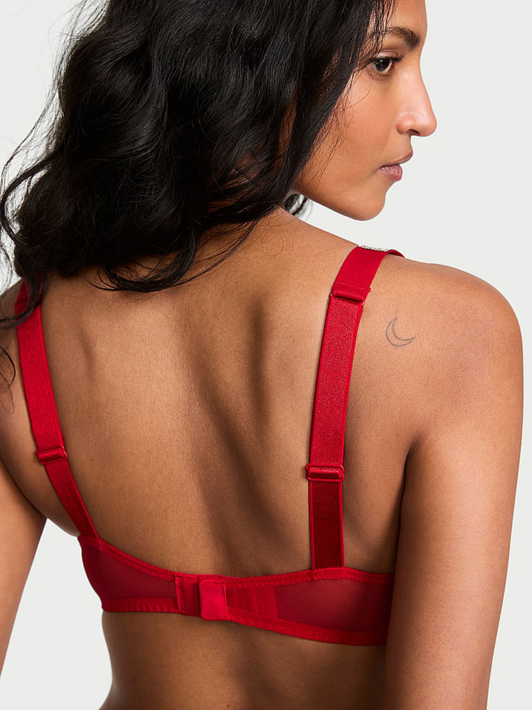Lipstick Red Add 2 Cups Push Up Bombshell Lace Shine Strap Bra - Image 2 of 2 Lipstick Red Add 2 Cups Push Up Bombshell Lace Shine Strap Bra - Image 2 of 2