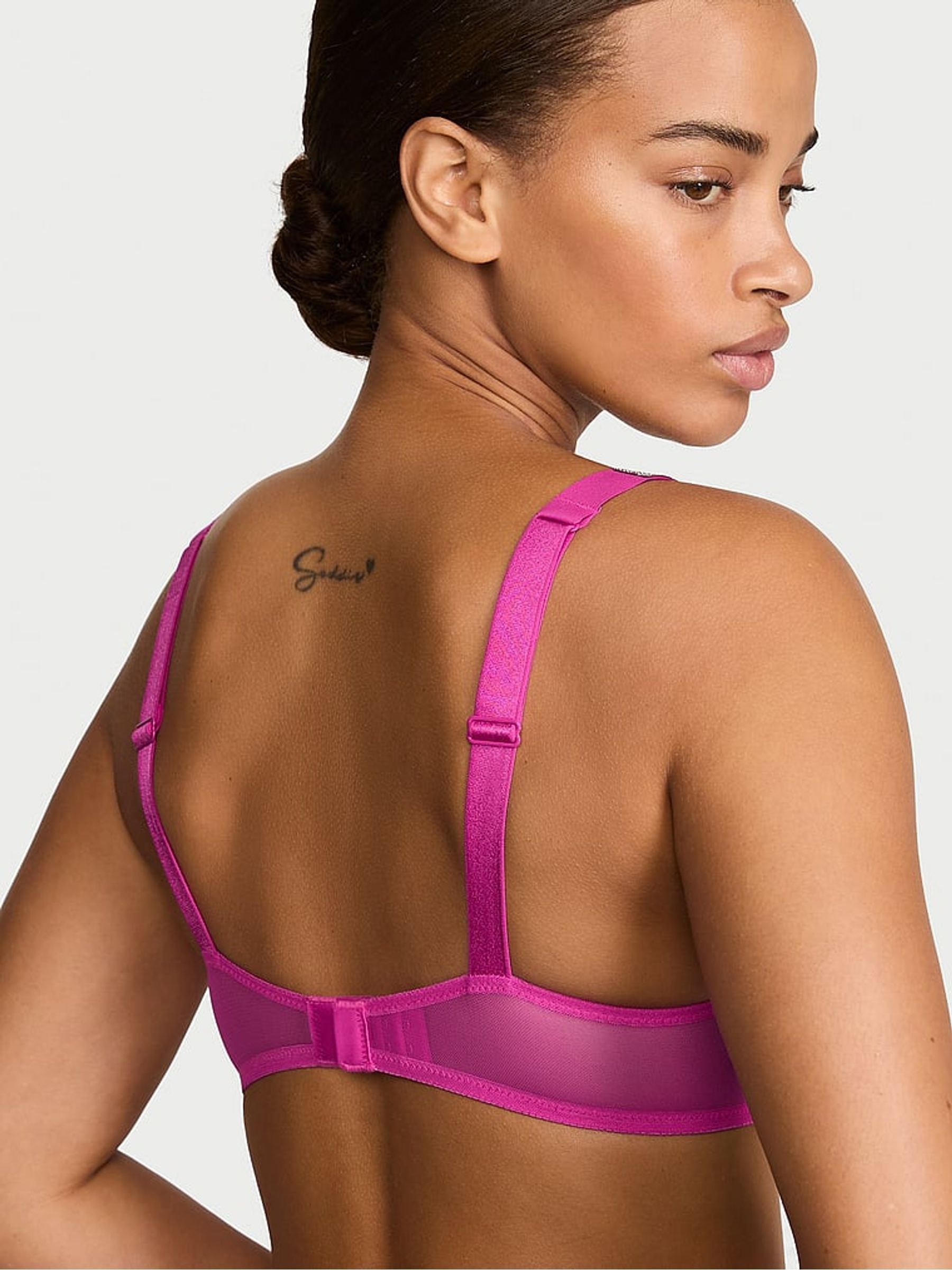 Pink Fire Lightly Lined Demi Shine Strap Lace Bra - Image 2 of 2