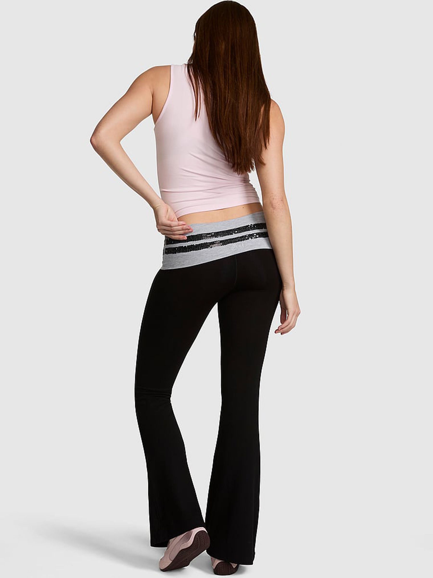 Black and Grey Foldover Leggings - Image 2 of 2