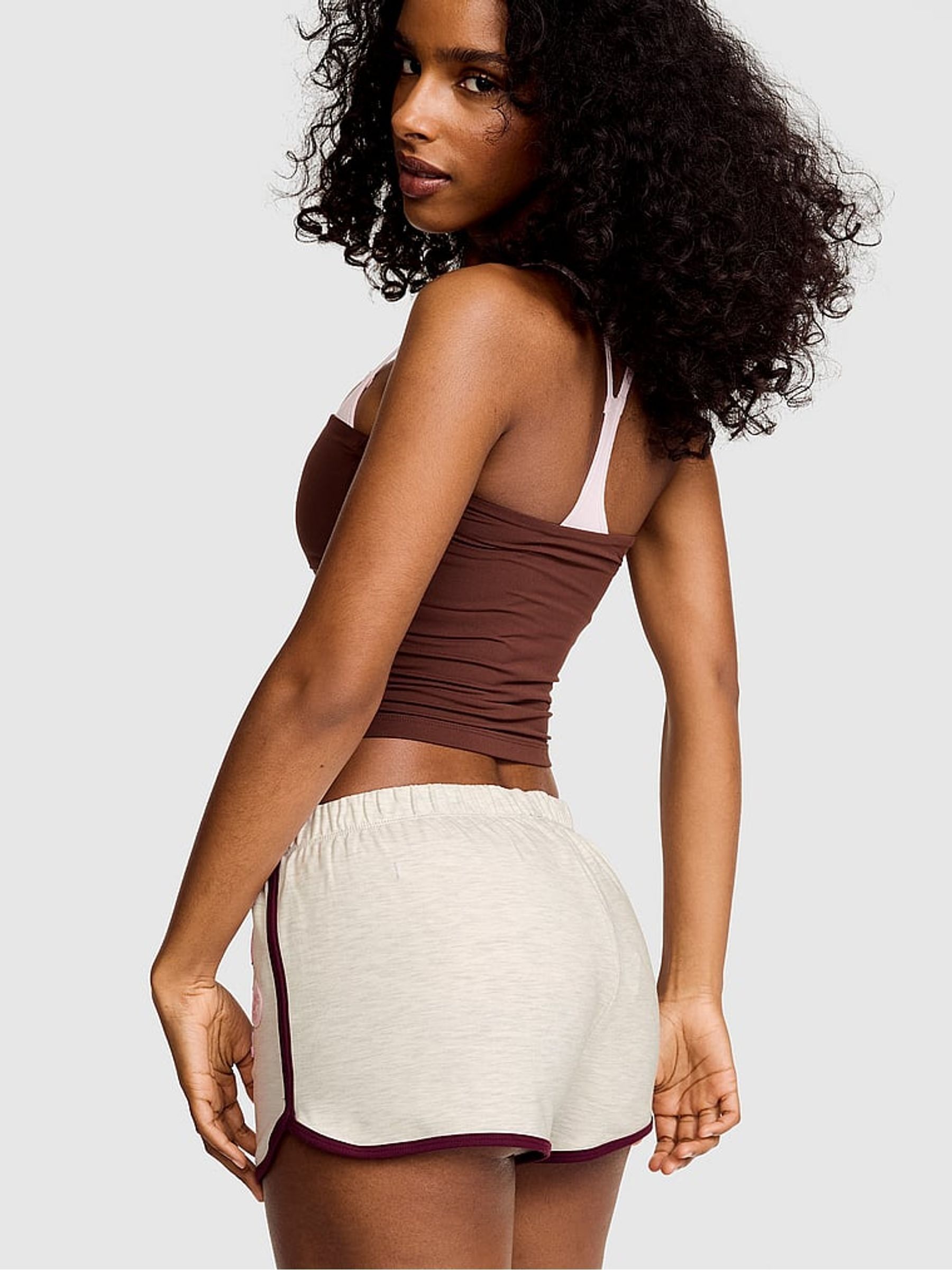 Snow Heather Grey Modal Mini Shorts - Image 2 of 2