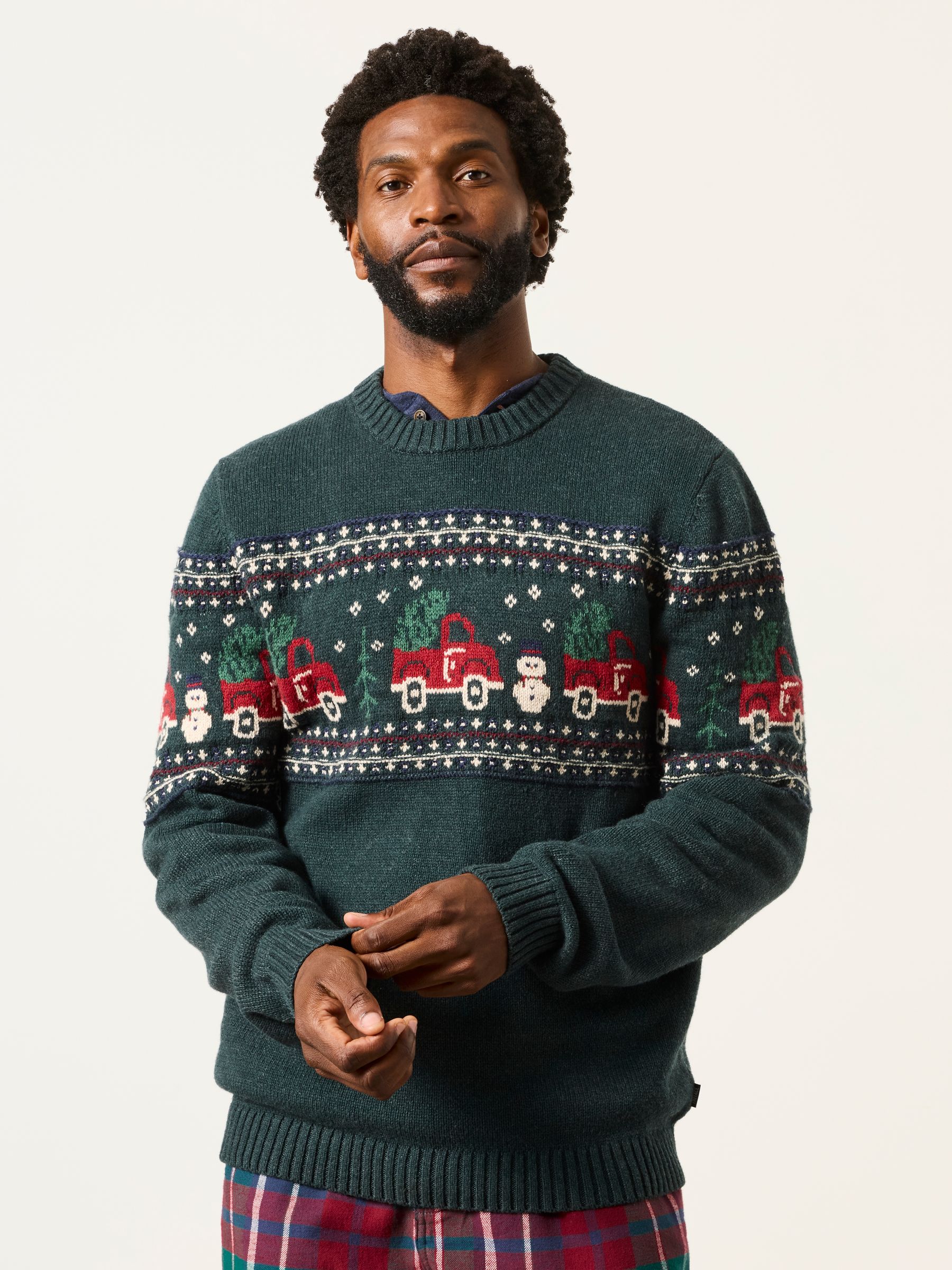 Green Car Crew Neck Christmas Jumper - Image 1 of 7