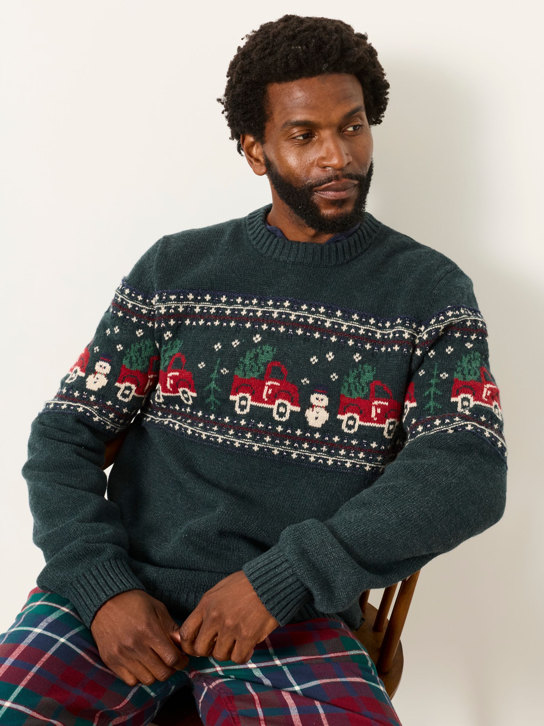 Green Car Crew Neck Christmas Jumper - Image 6 of 7