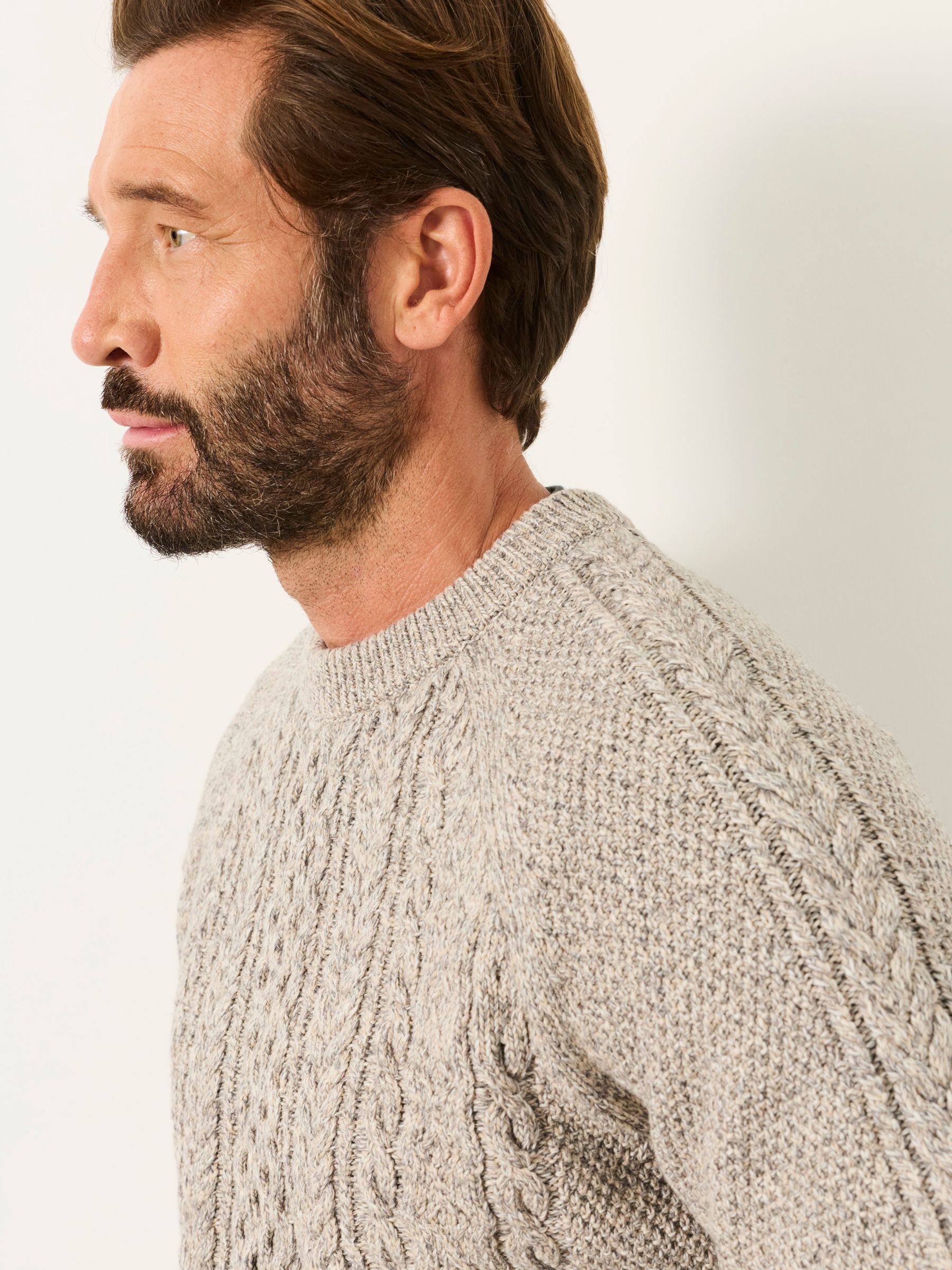 Grey Penton Knitted Cable Crew Jumper - Image 3 of 6