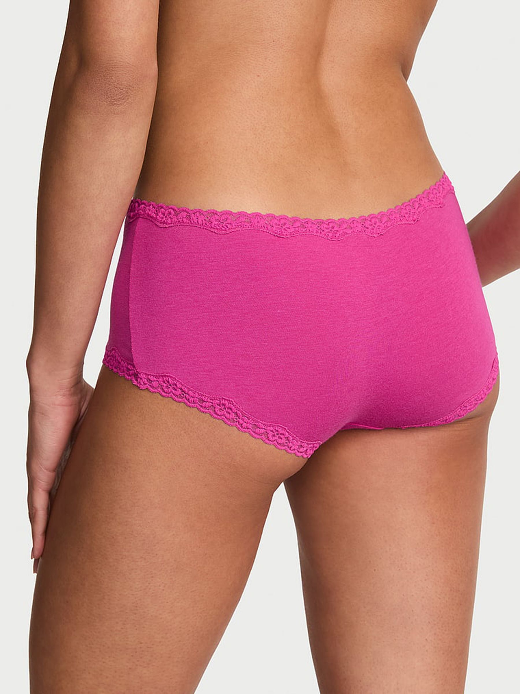 Pink Fire Short Cotton Lace Waist Knickers - Image 2 of 2