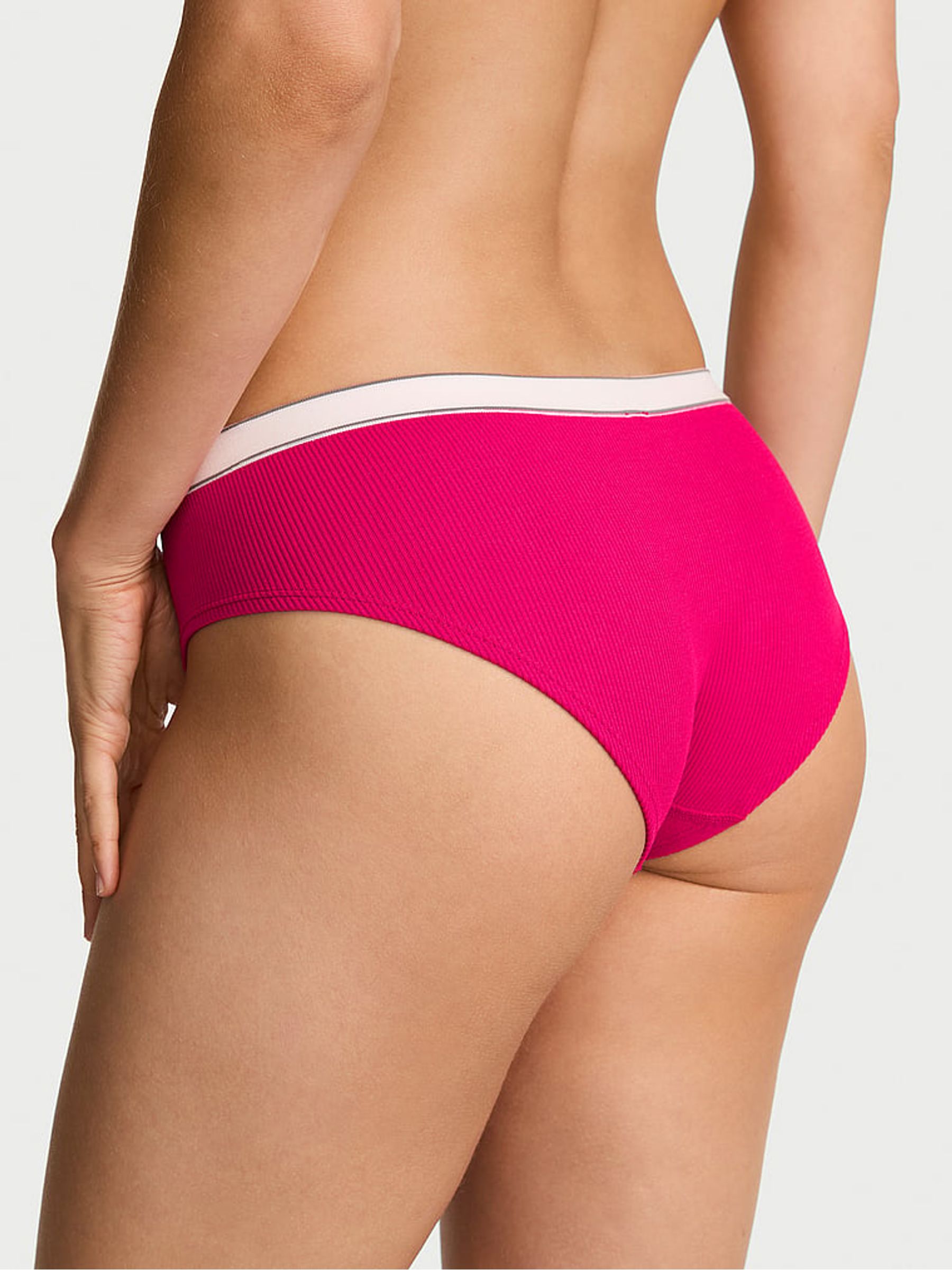 Vibrant Fuchsia Pink Hipster Logo Ribbed Knickers - Image 2 of 2