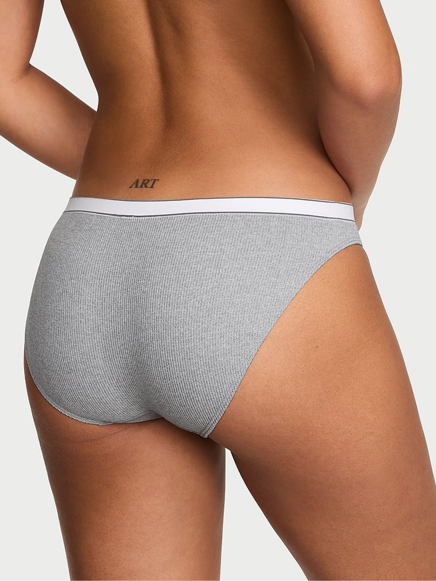 Medium Heather Grey Bikini Logo Ribbed Knickers - Image 2 of 2