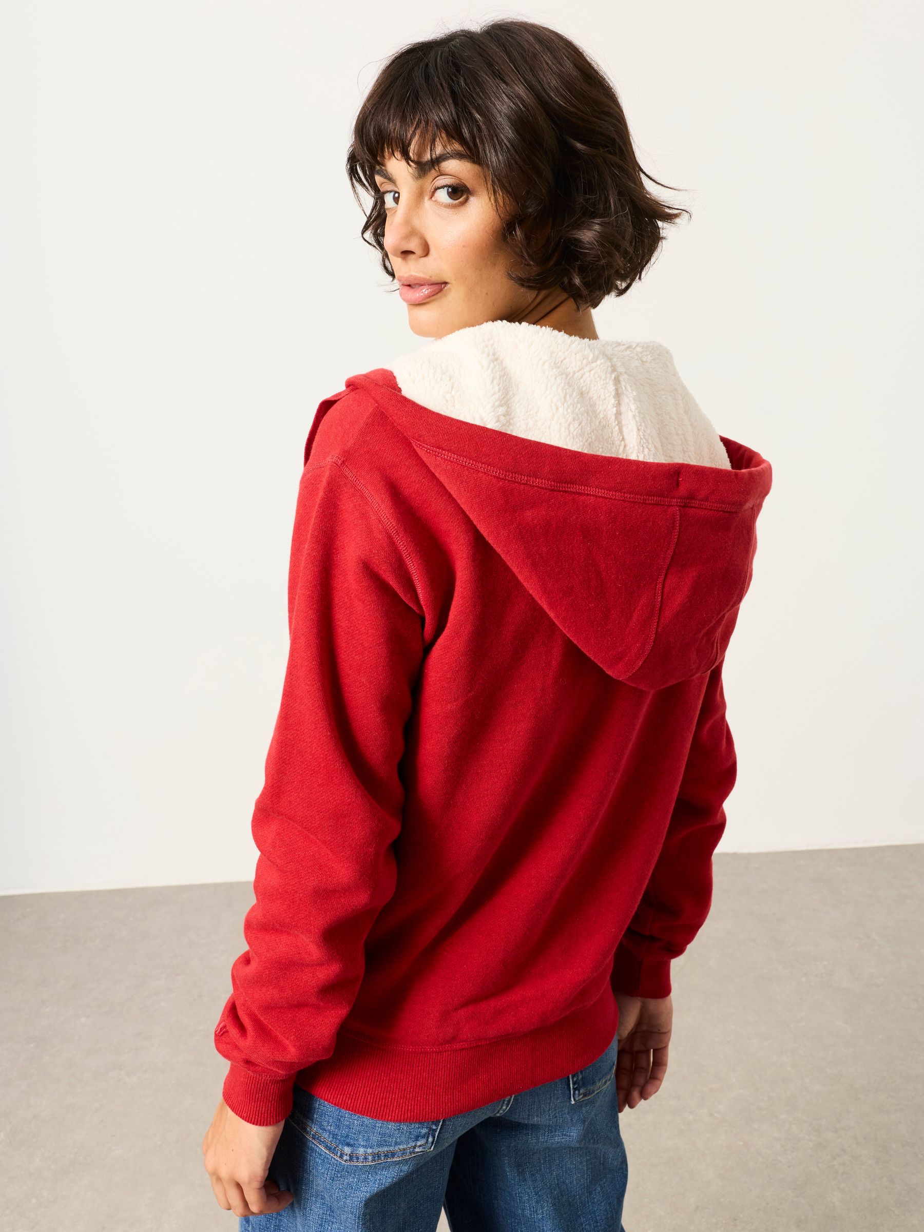 Amy Red Borg Zip Through Hoodie - Image 2 of 7