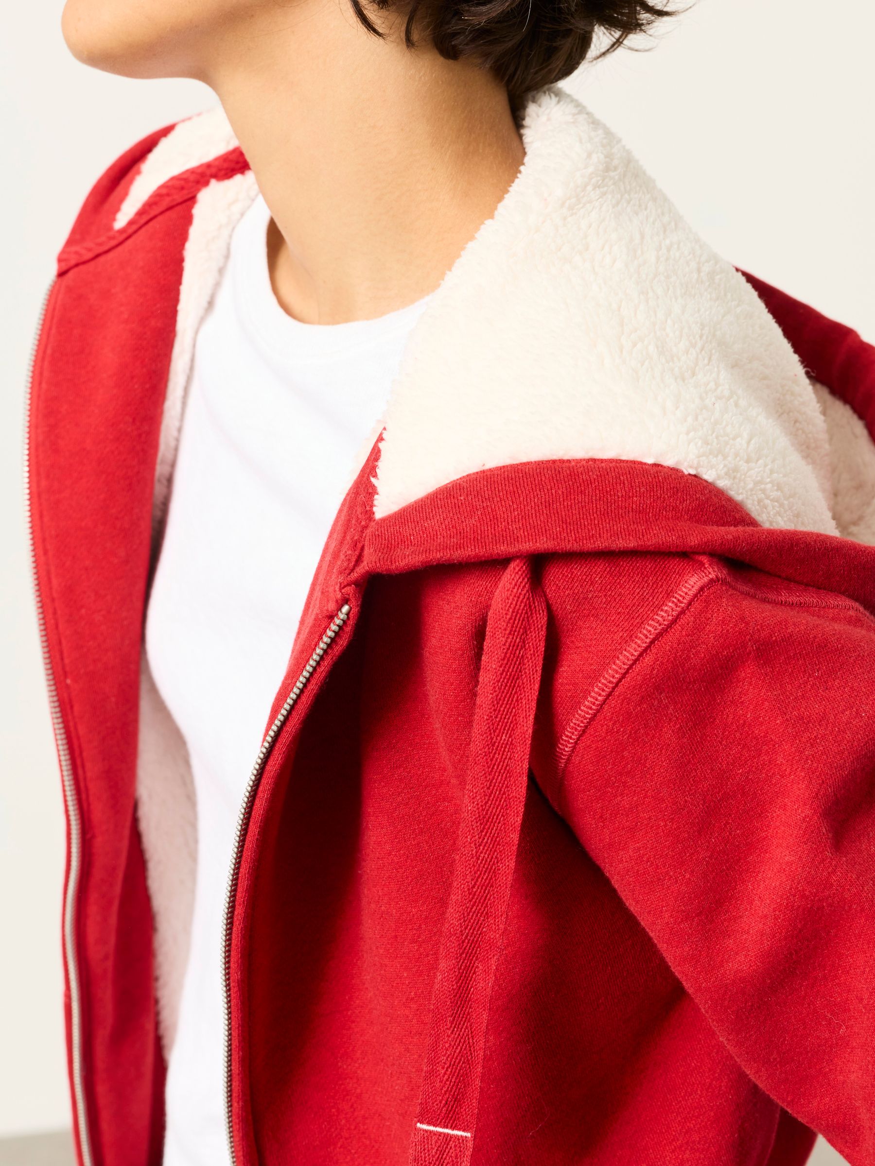 Amy Red Borg Zip Through Hoodie - Image 4 of 7