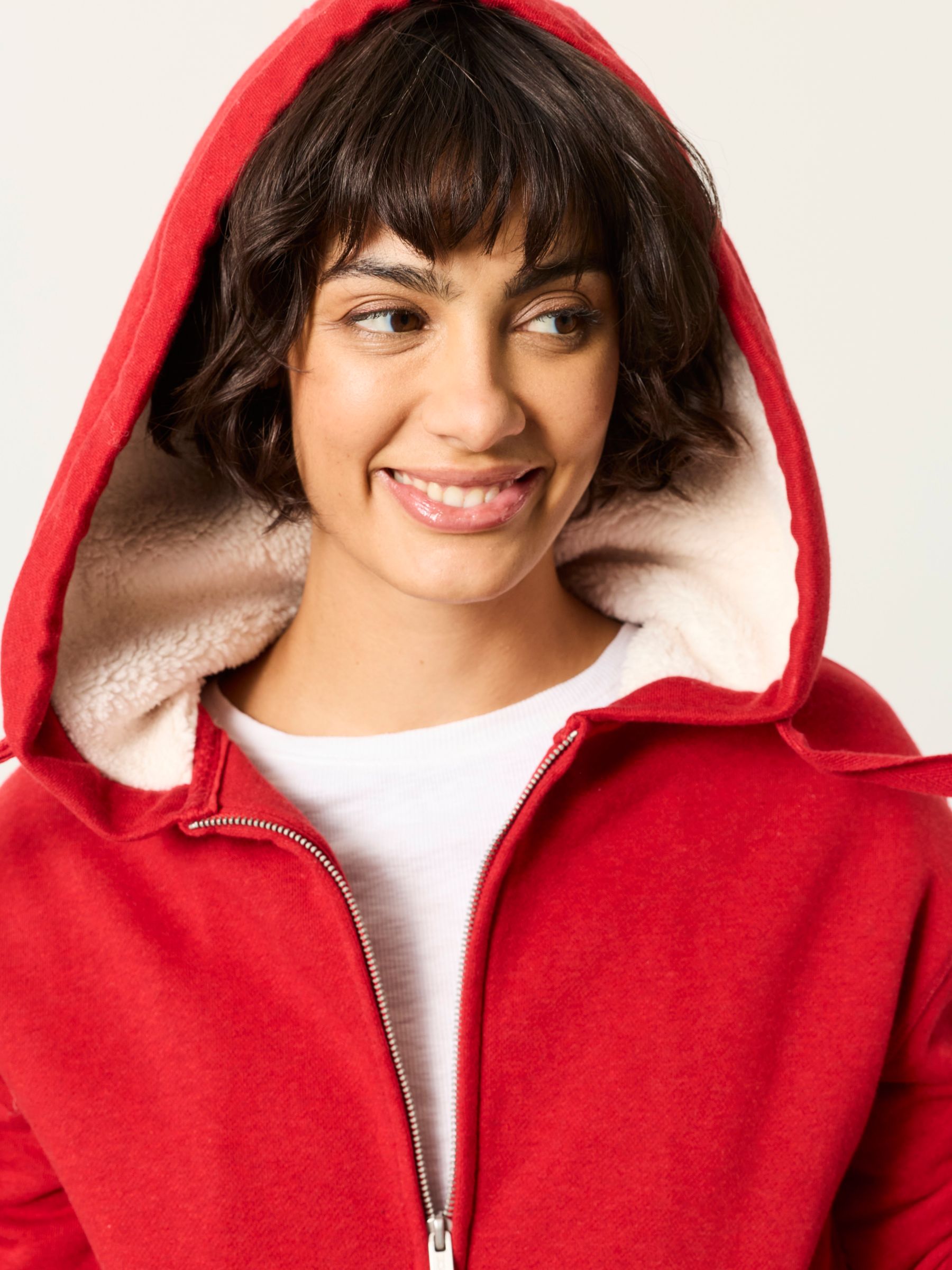 Amy Red Borg Zip Through Hoodie - Image 5 of 7