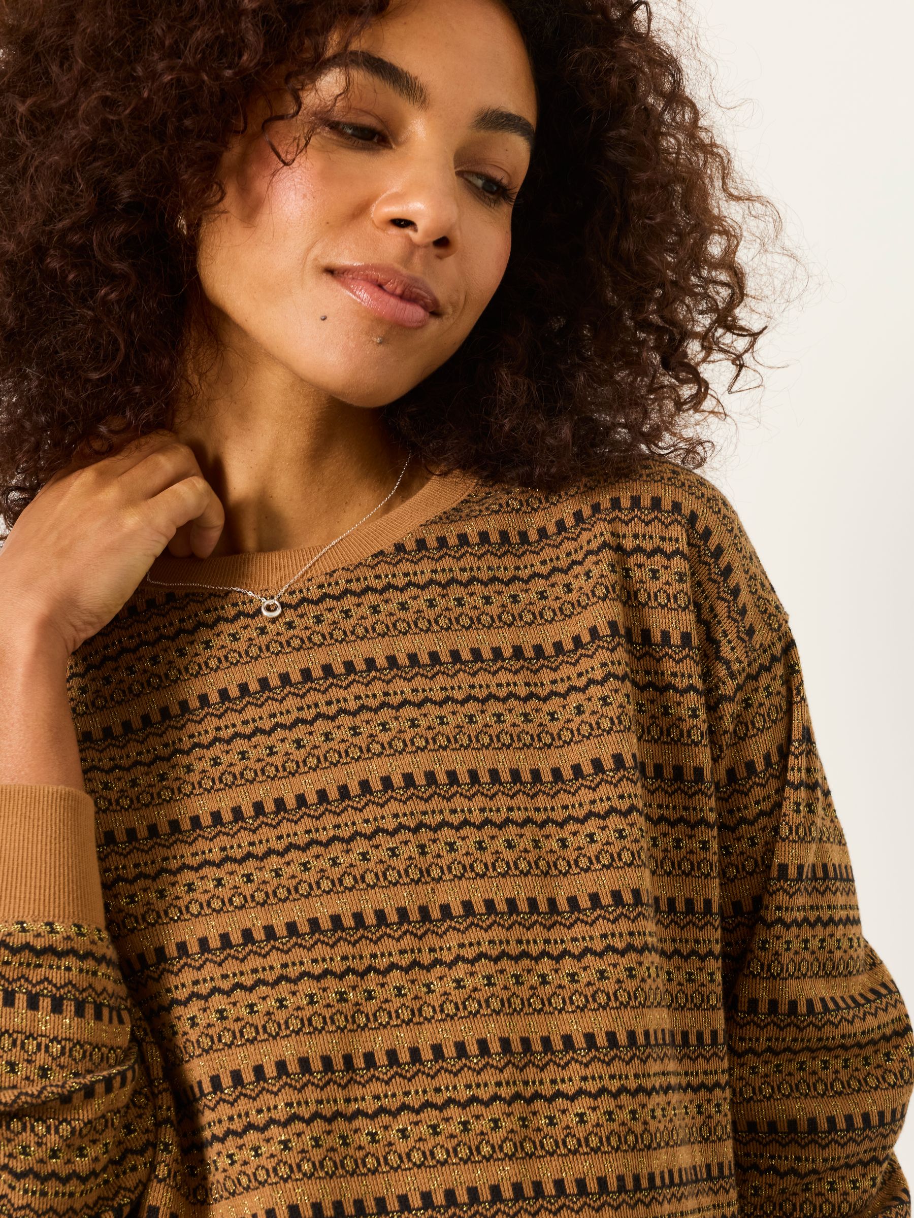Brown Textured Fairilse Sparkle Crew Sweat - Image 4 of 6