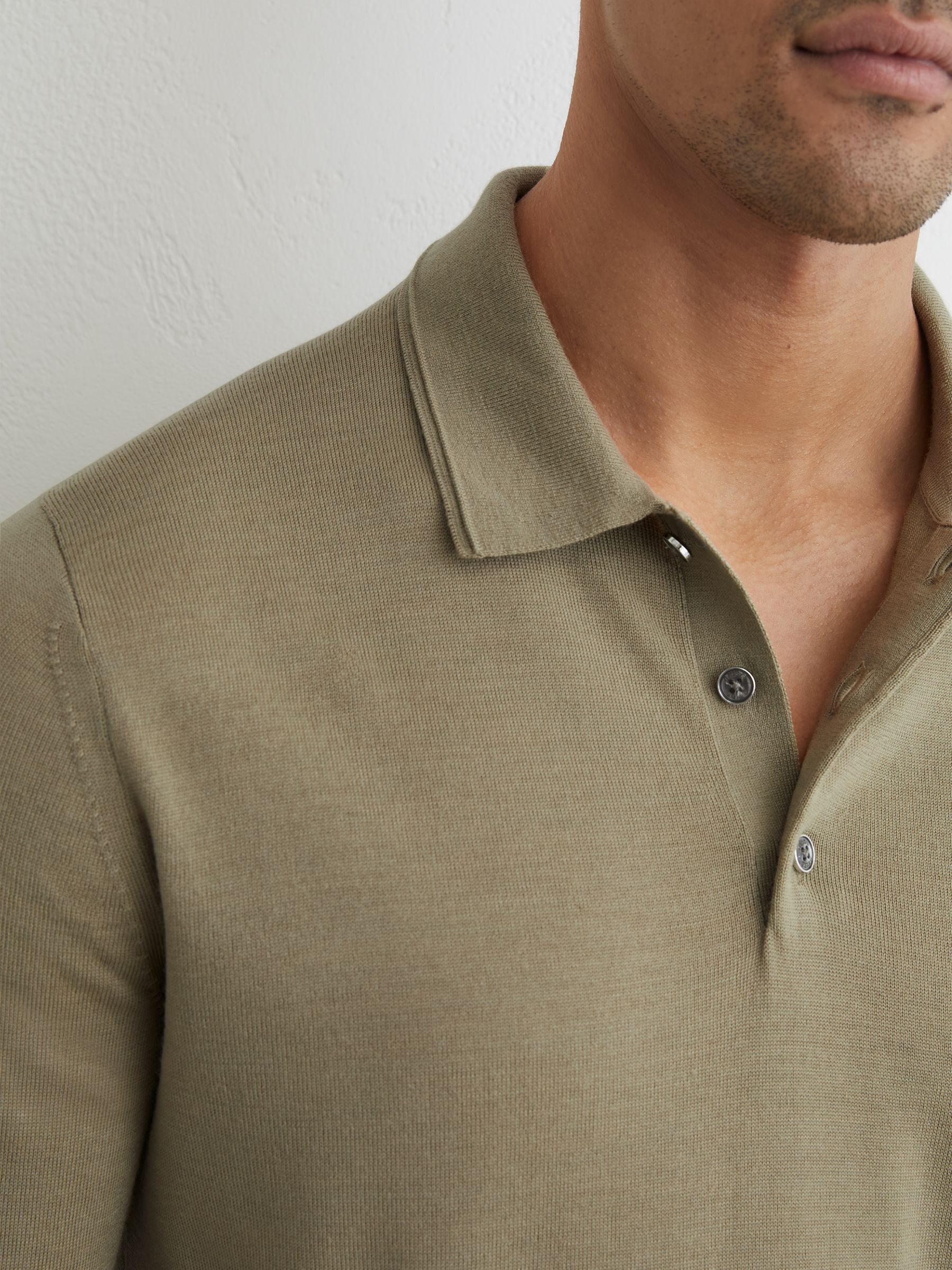 Polo Shirt in Soft Olive Green - Image 3 of 6
