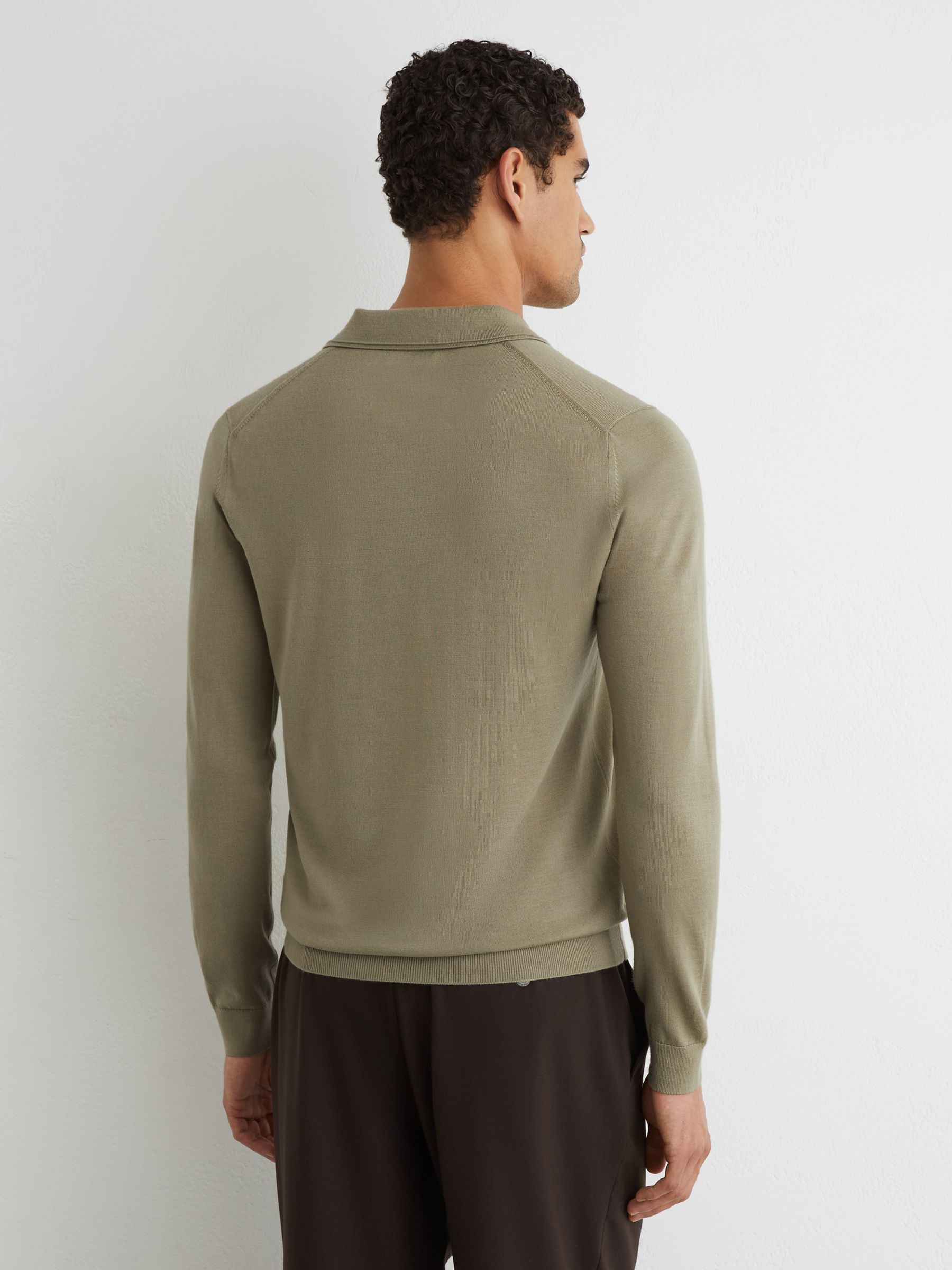 Polo Shirt in Soft Olive Green - Image 5 of 6