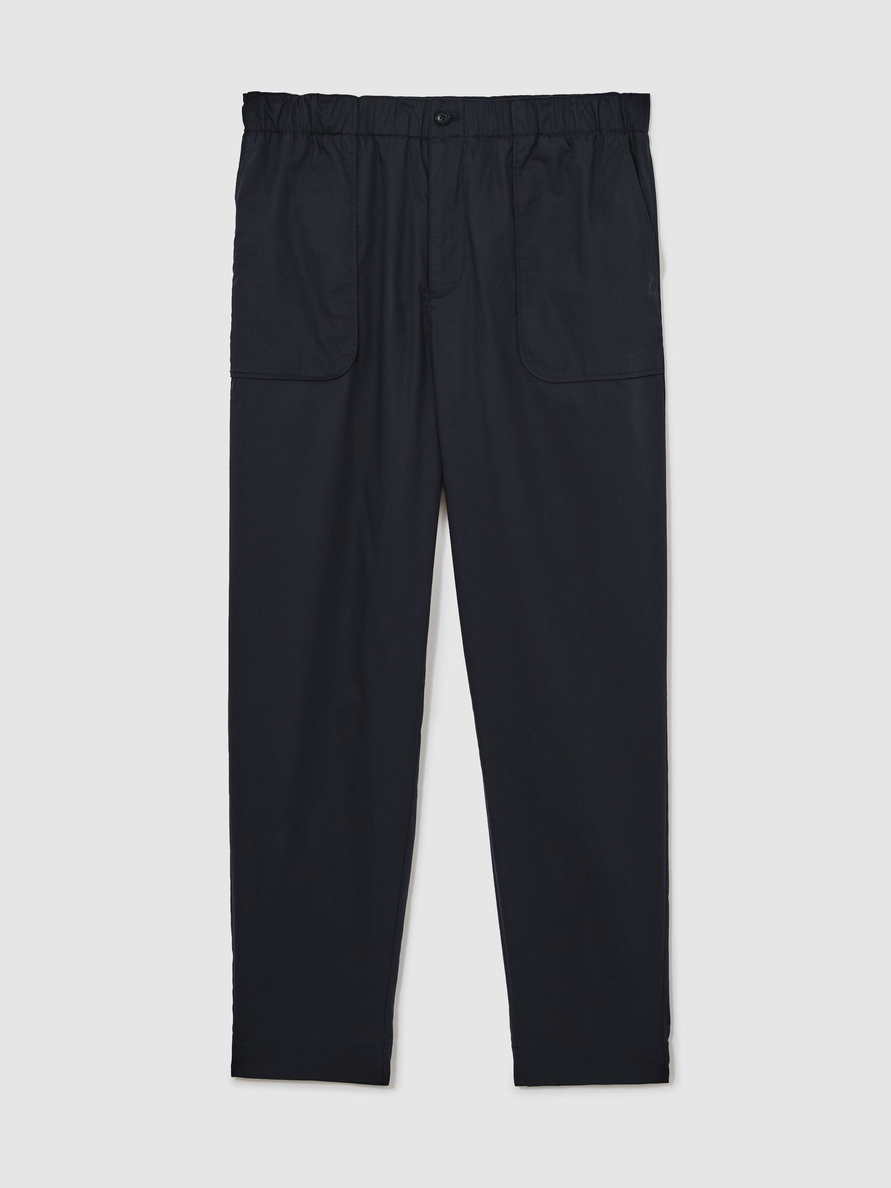 Cotton-Blend Lightweight Tapered Trousers in Navy - Image 2 of 6