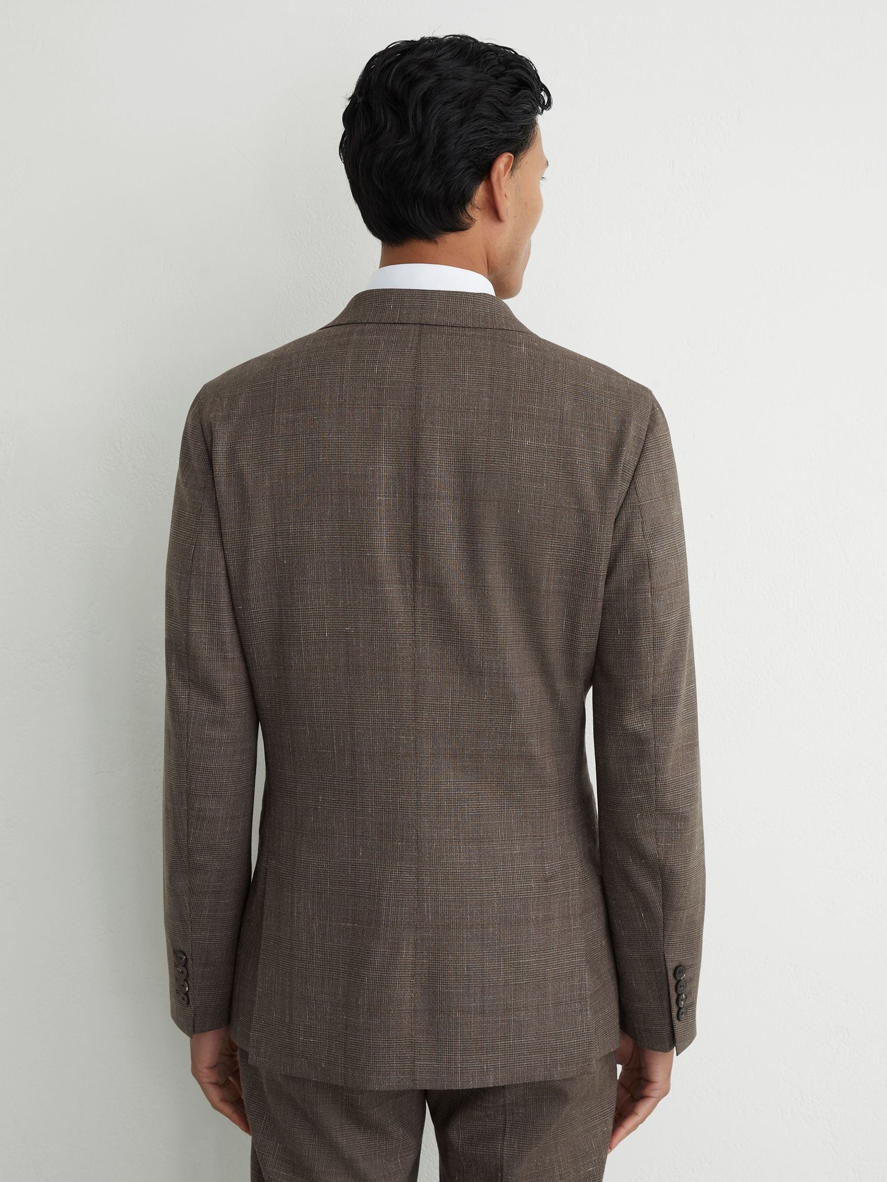 Wool Check Double-Breasted Suit Blazer Classic-Fit in Chocolate Brown - image 5