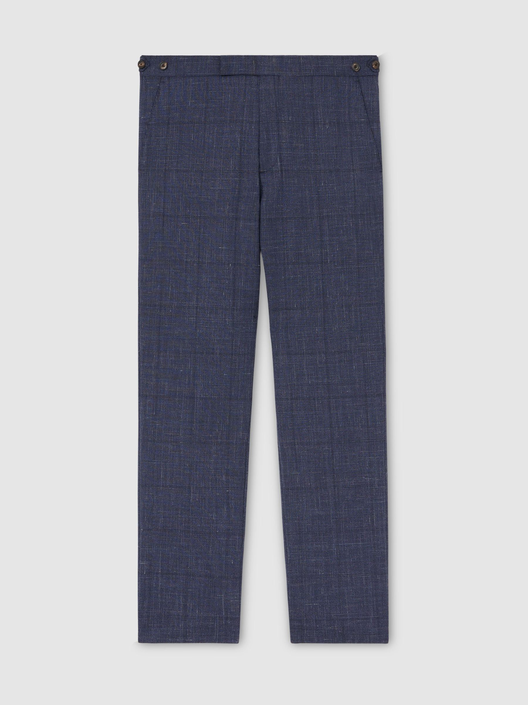 Wool-Blend Check Classic-Fit Suit Trousers in Navy - Image 2 of 7