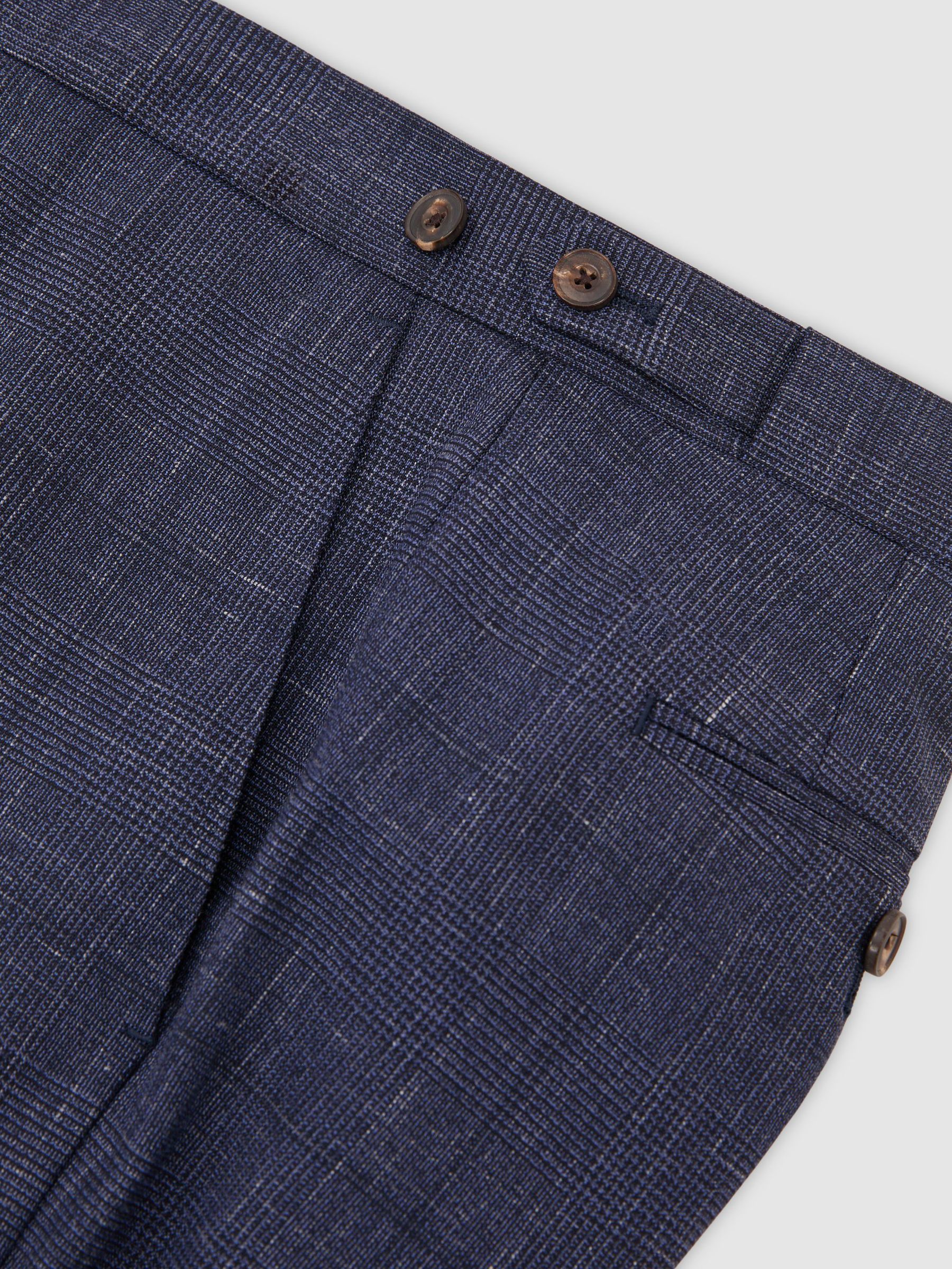 Wool-Blend Check Classic-Fit Suit Trousers in Navy - Image 7 of 7