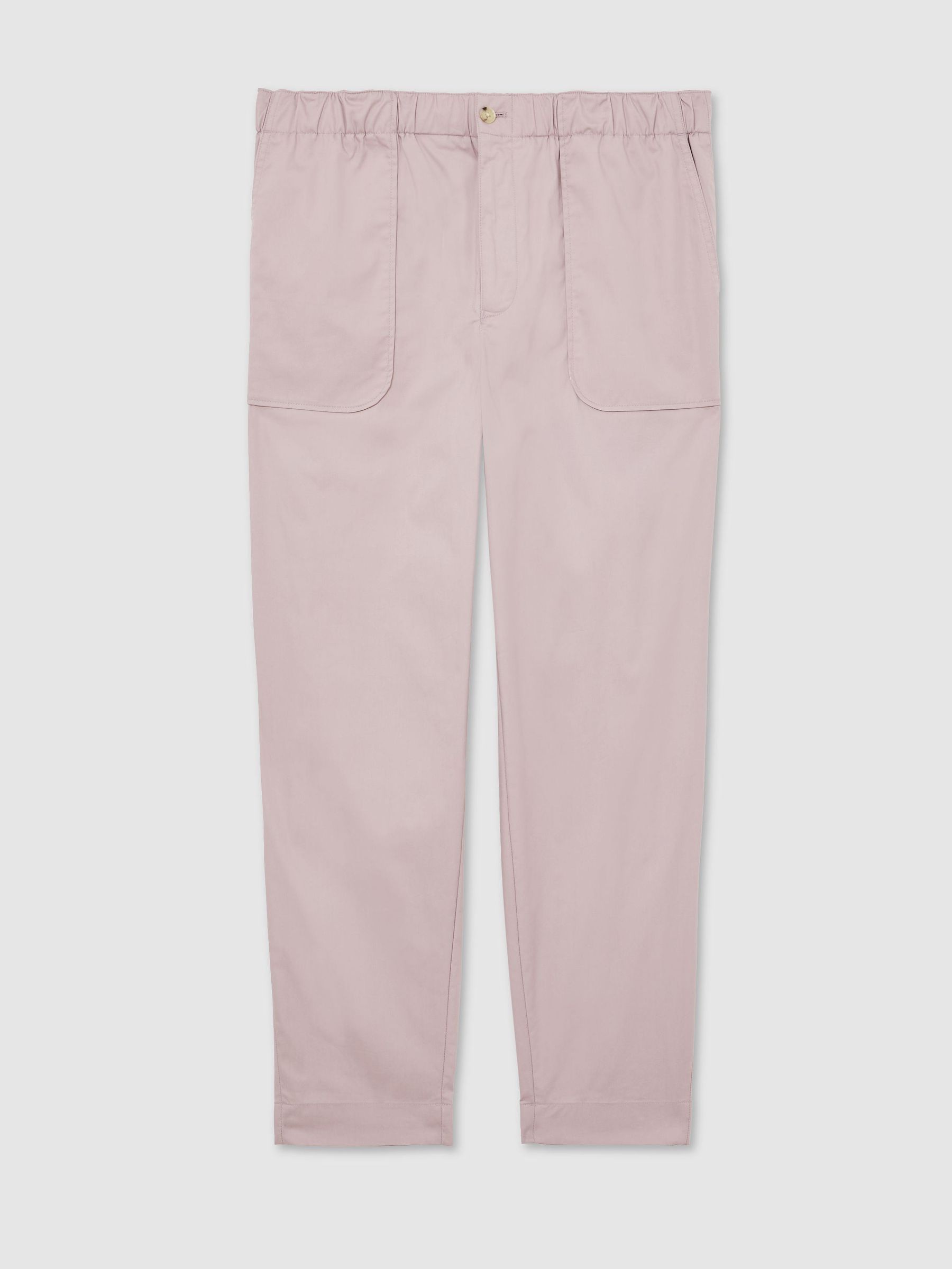 Cotton-Blend Lightweight Tapered Trousers in Pink - Image 2 of 6