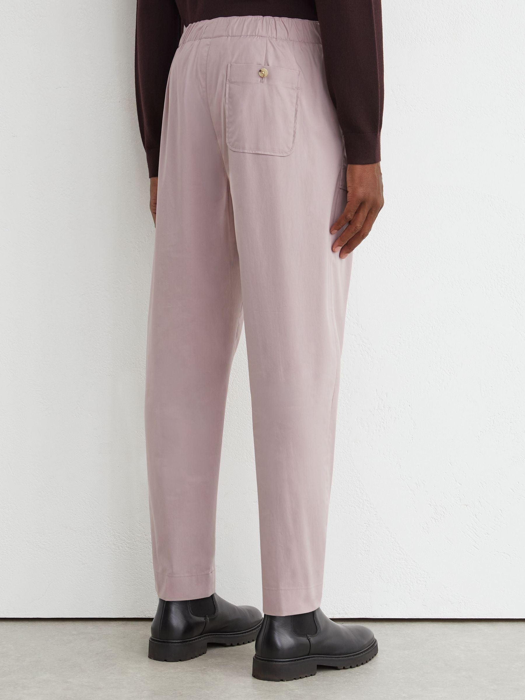 Cotton-Blend Lightweight Tapered Trousers in Pink - Image 5 of 6