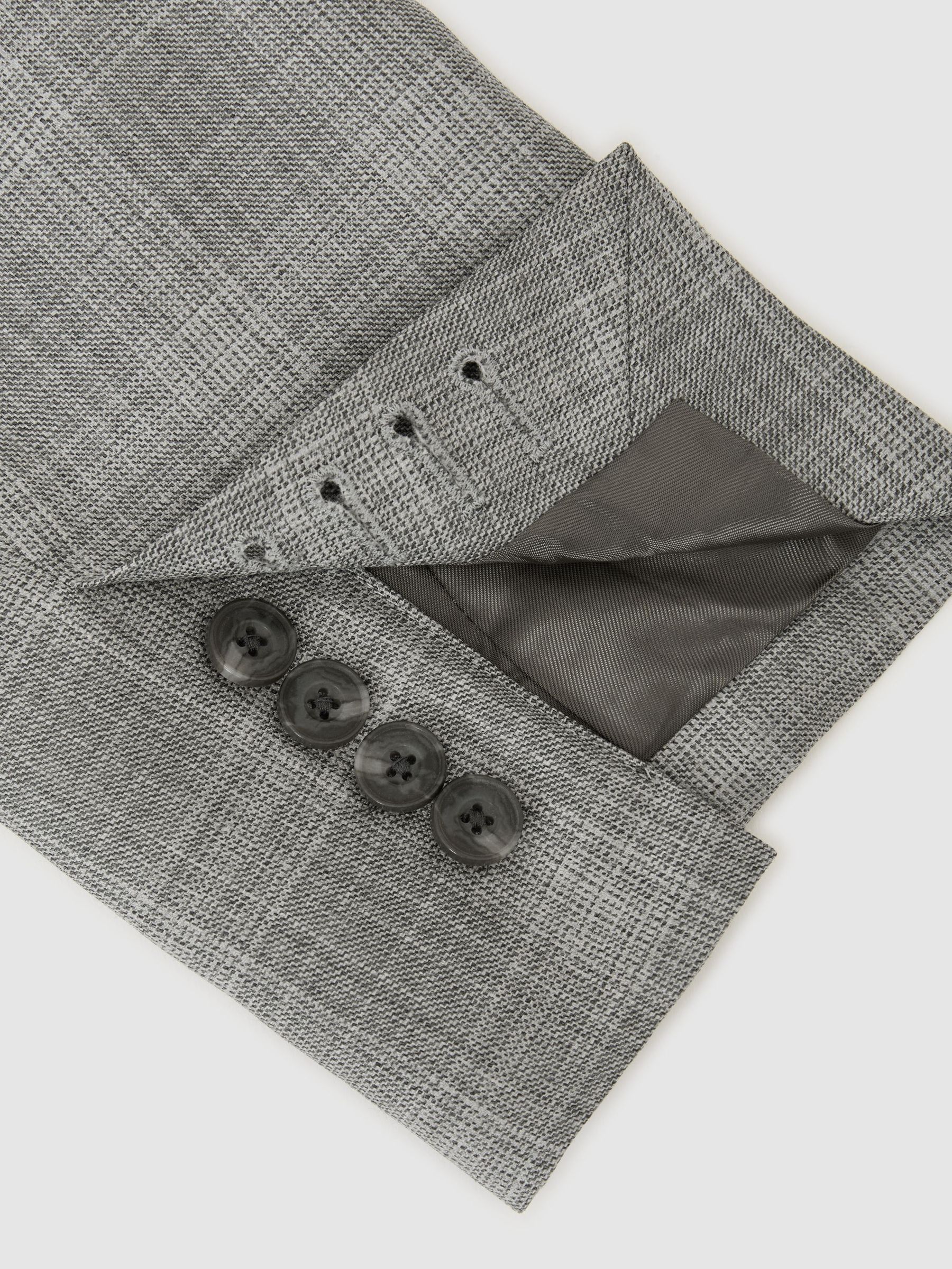 Wool Check Double-Breasted Suit Blazer Classic-Fit in Light Grey - Image 8 of 8