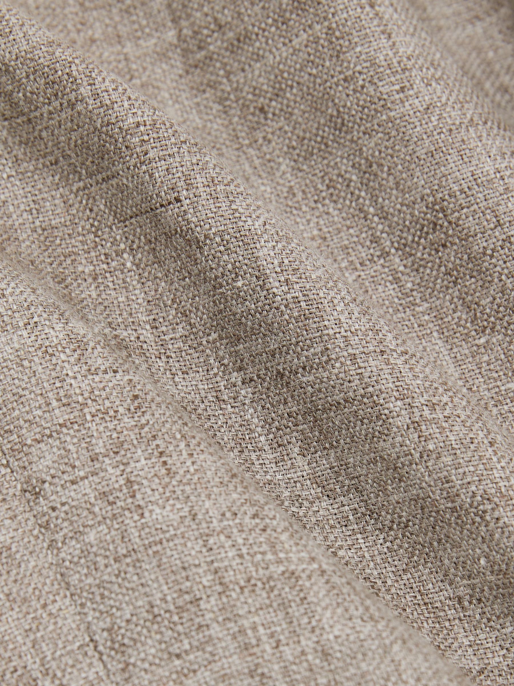 Tailored Fit Linen Double-Breasted Suit Blazer in Taupe Brown - Image 8 of 8