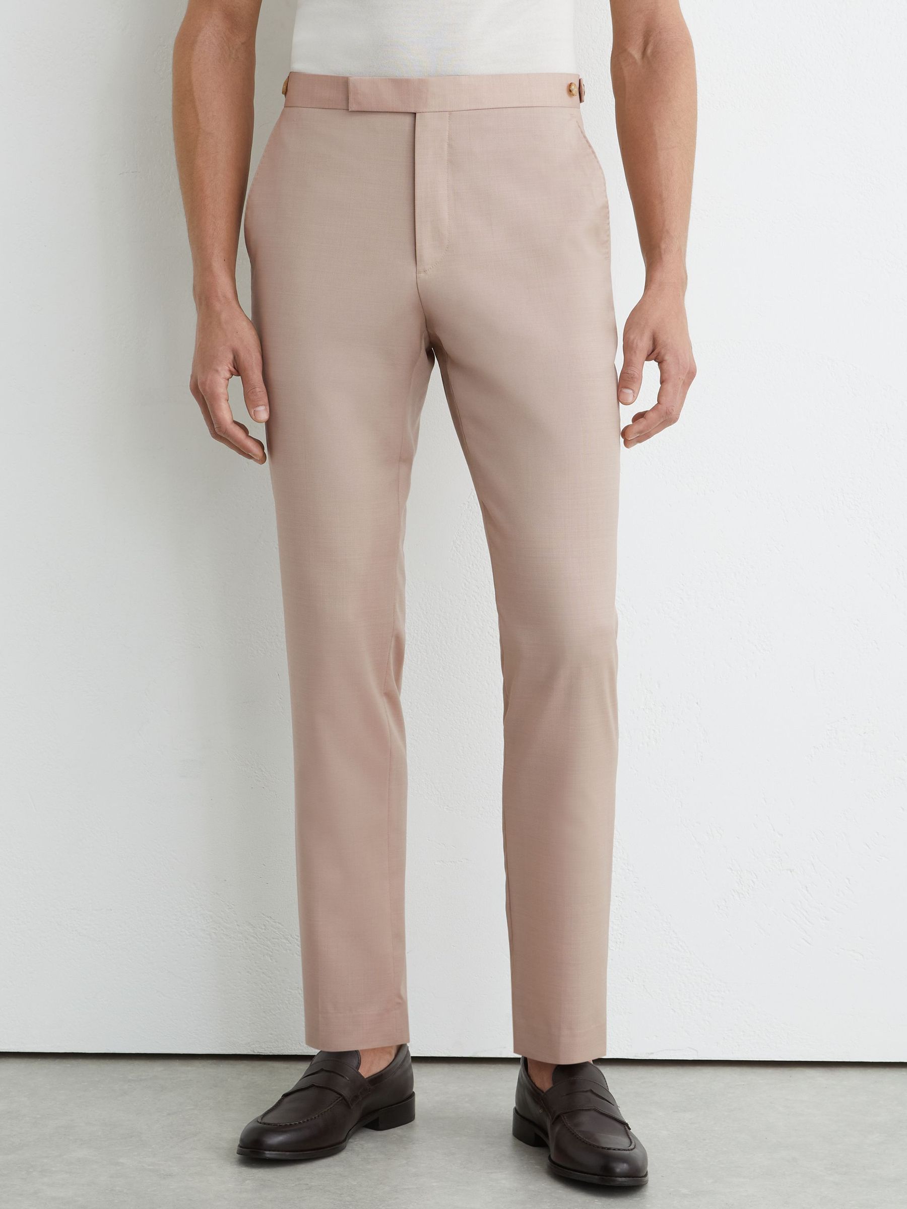 Wool Suit Tailored-Fit Trousers in Dusty Pink - Image 3 of 6