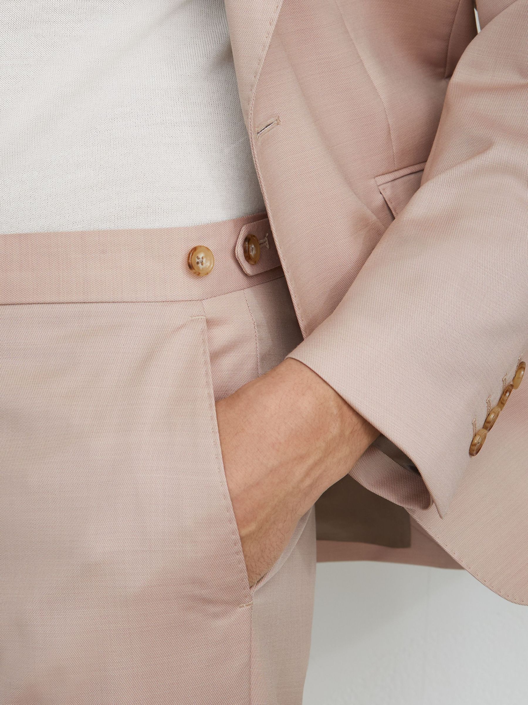 Wool Suit Tailored-Fit Trousers in Dusty Pink - Image 4 of 6