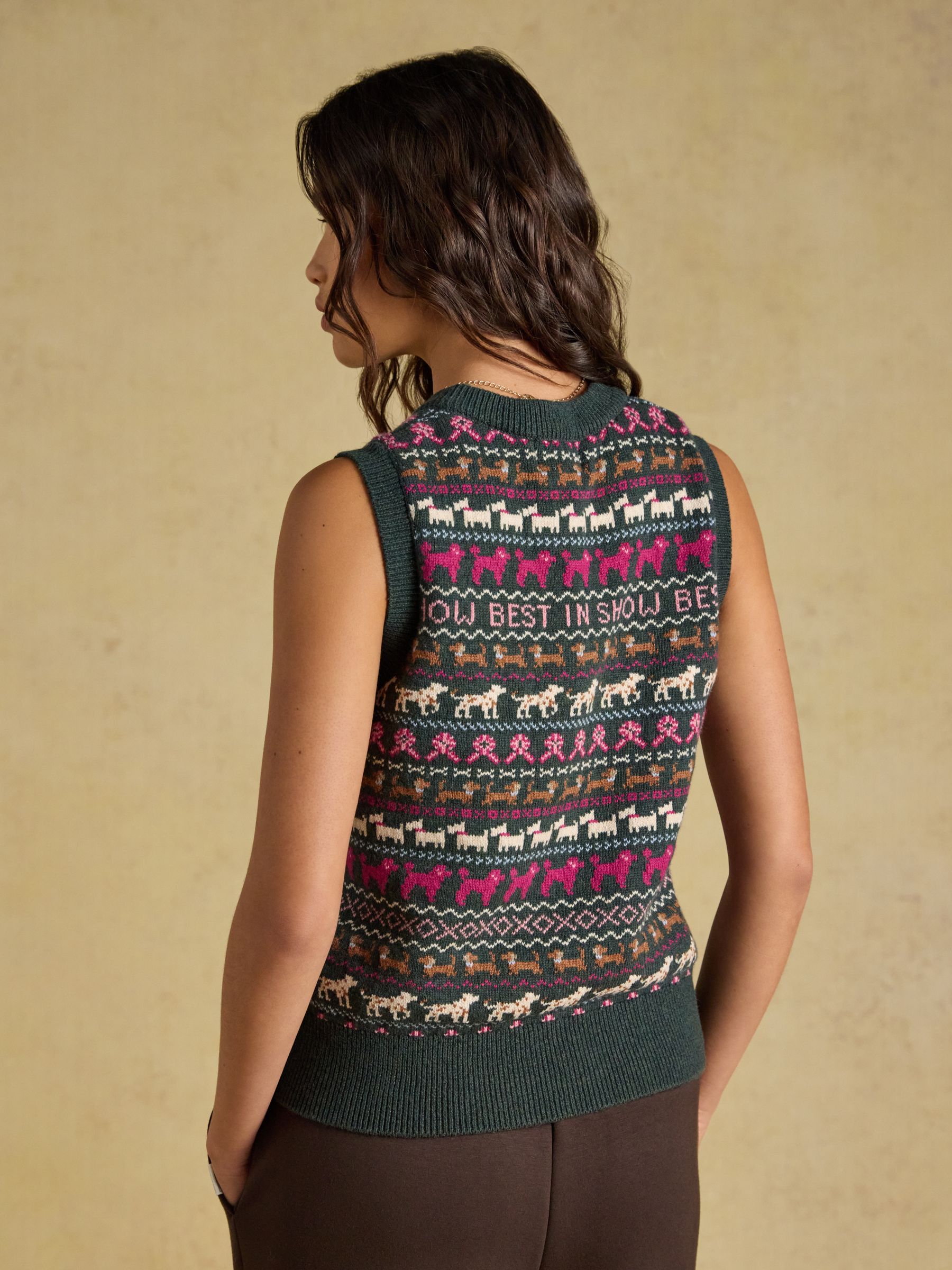 Green Cotton Blend Crew Neck Knitted Vest - Image 2 of 7 Green Cotton Blend Crew Neck Knitted Vest - Image 2 of 7