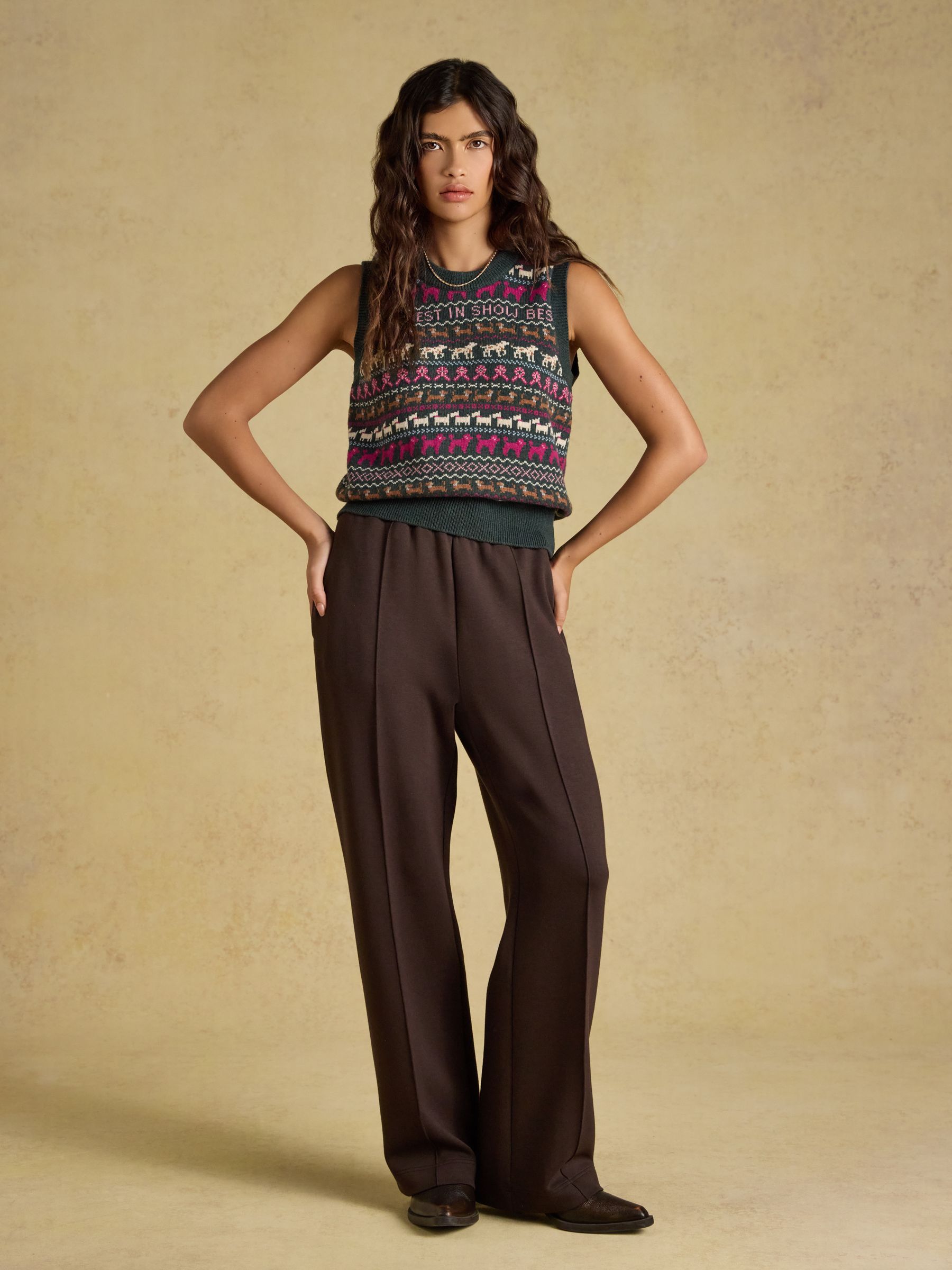 Green Cotton Blend Crew Neck Knitted Vest - Image 6 of 7