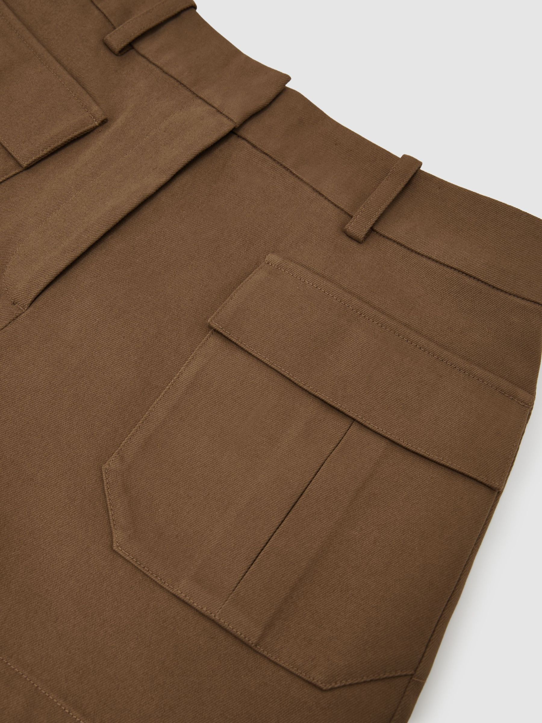 Cotton Twill Flap-Pocket Shorts with Stretch in Taupe Neutral - Image 7 of 7