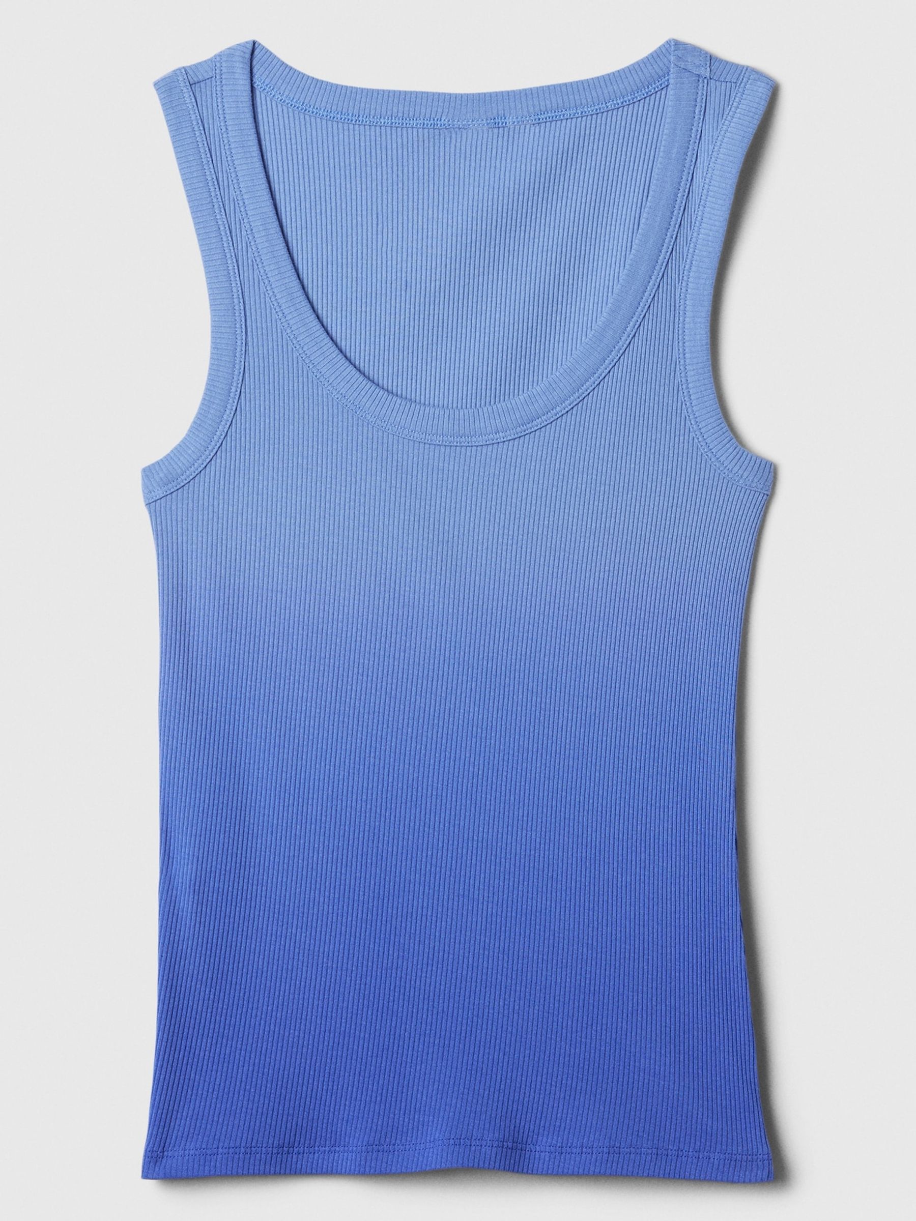 Blue Ombre Soft Ribbed Sleeveless Vest Top - Image 5 of 5