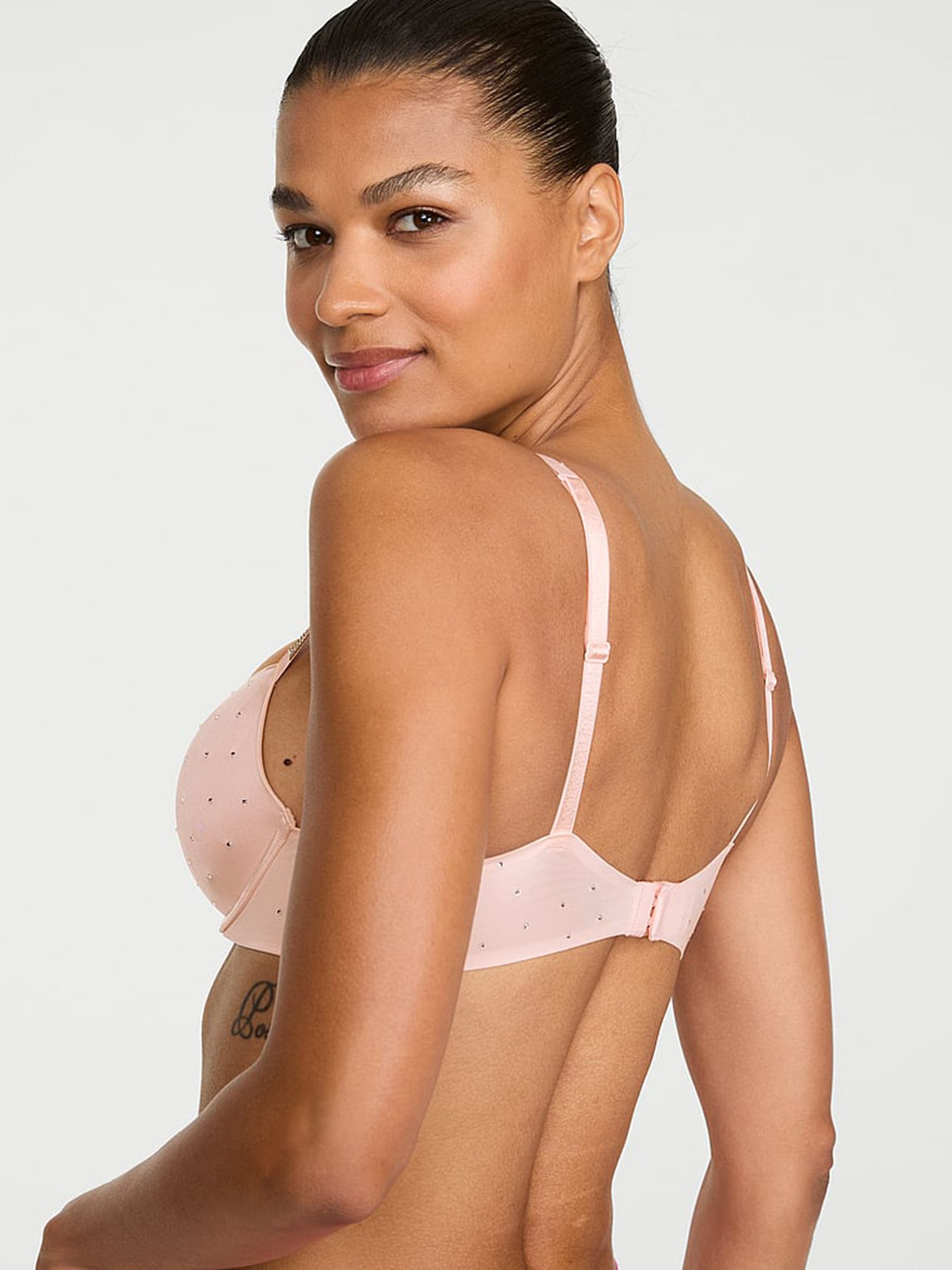 Purest Pink Push Up Shine Strap Diamanté Bra - Image 2 of 2