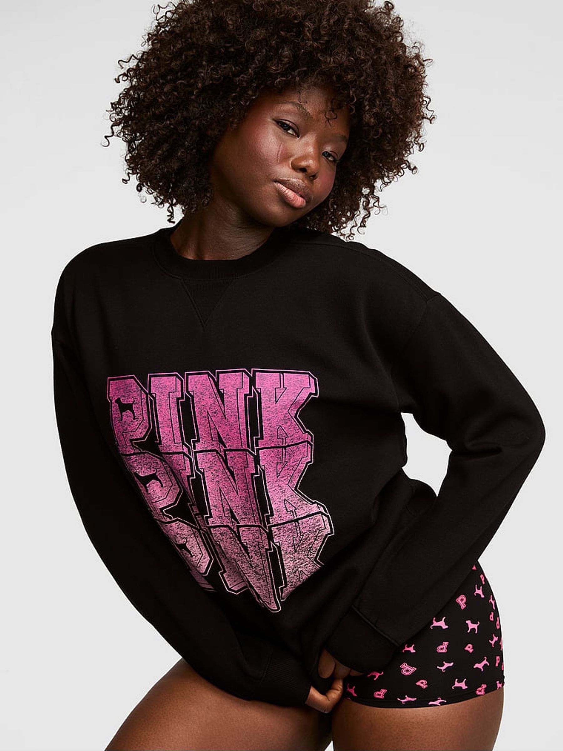 Black/Pink Fleece Sweatshirt - Image 2 of 3