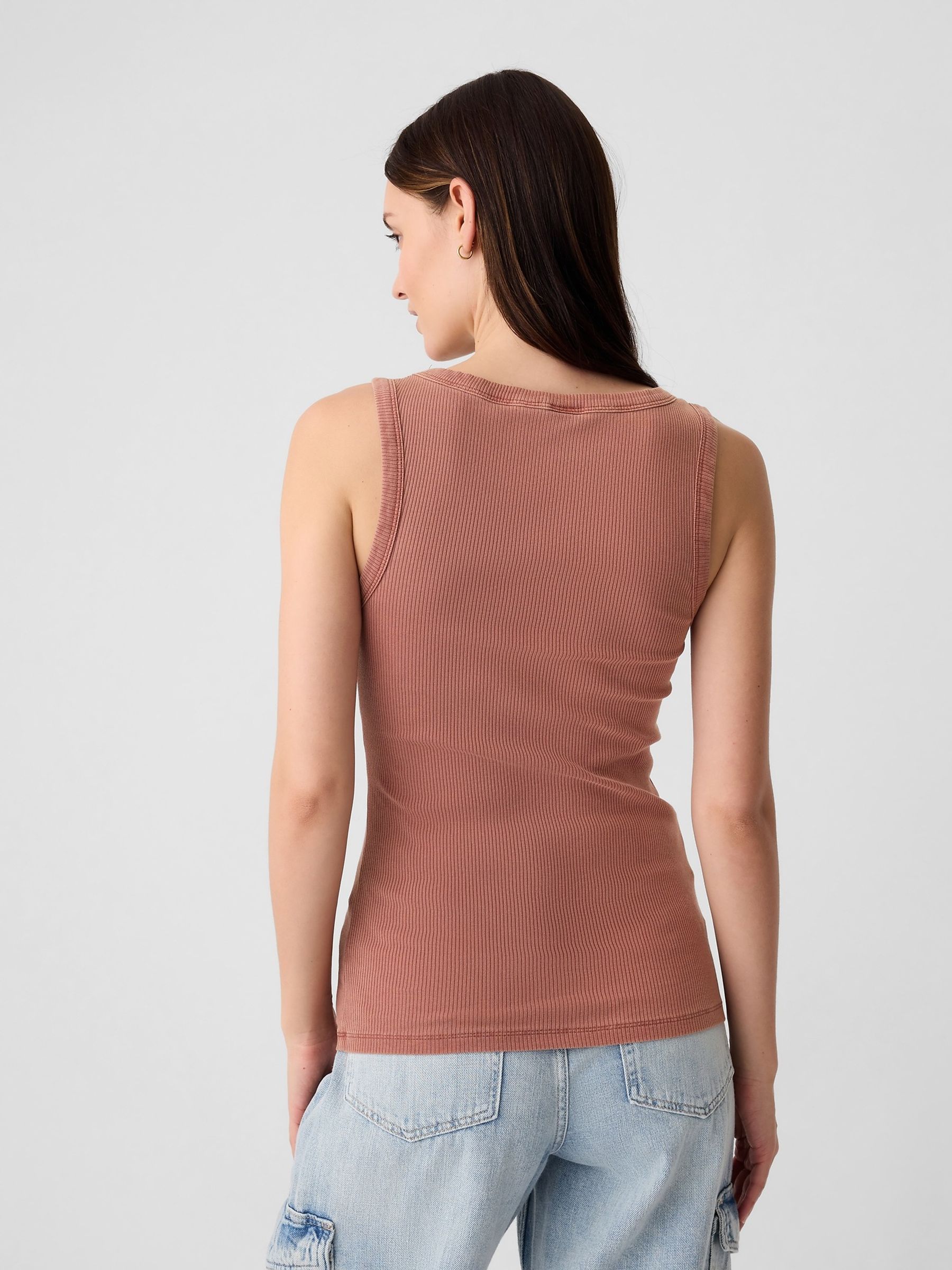 Brown Ribbed Knit Vest - Image 2 of 5