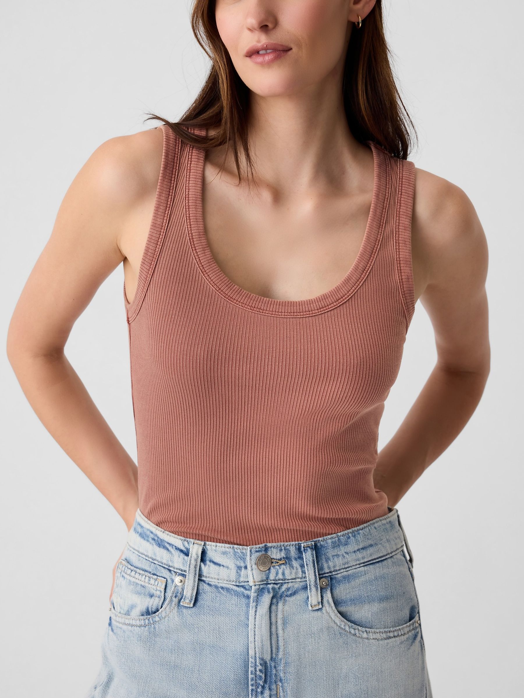 Brown Ribbed Knit Vest - Image 4 of 5