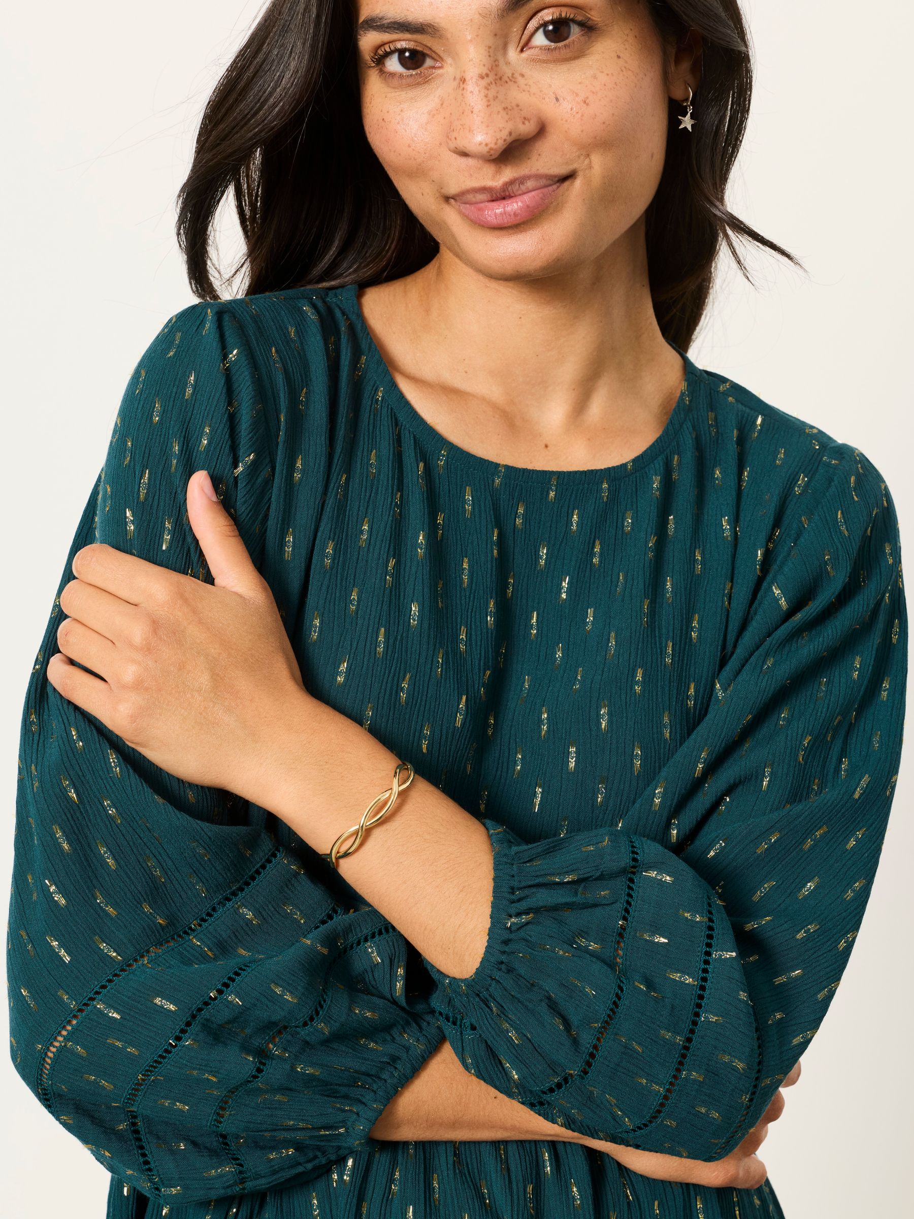 Stella Teal Blue Metallic Tunic - Image 3 of 6