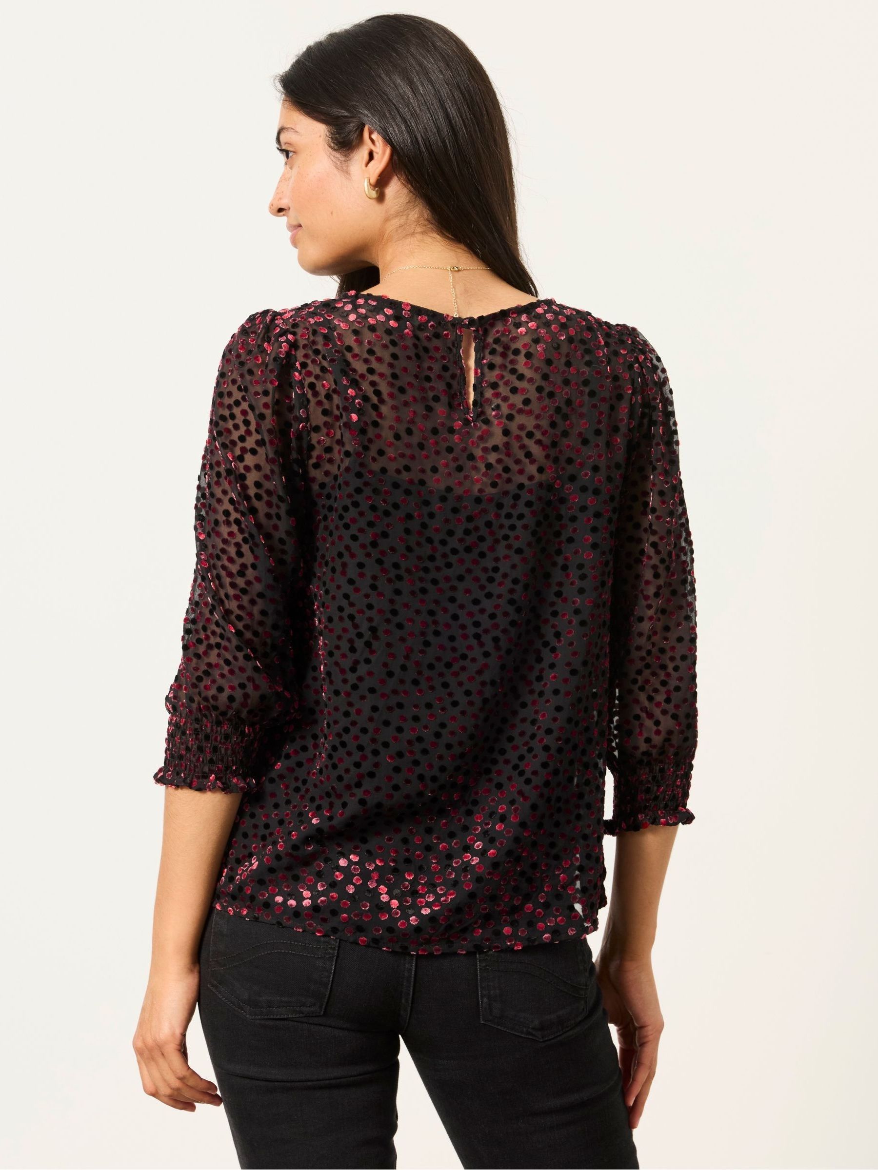 Shelby Black Devore Blouse - Image 2 of 7 Shelby Black Devore Blouse - Image 2 of 7