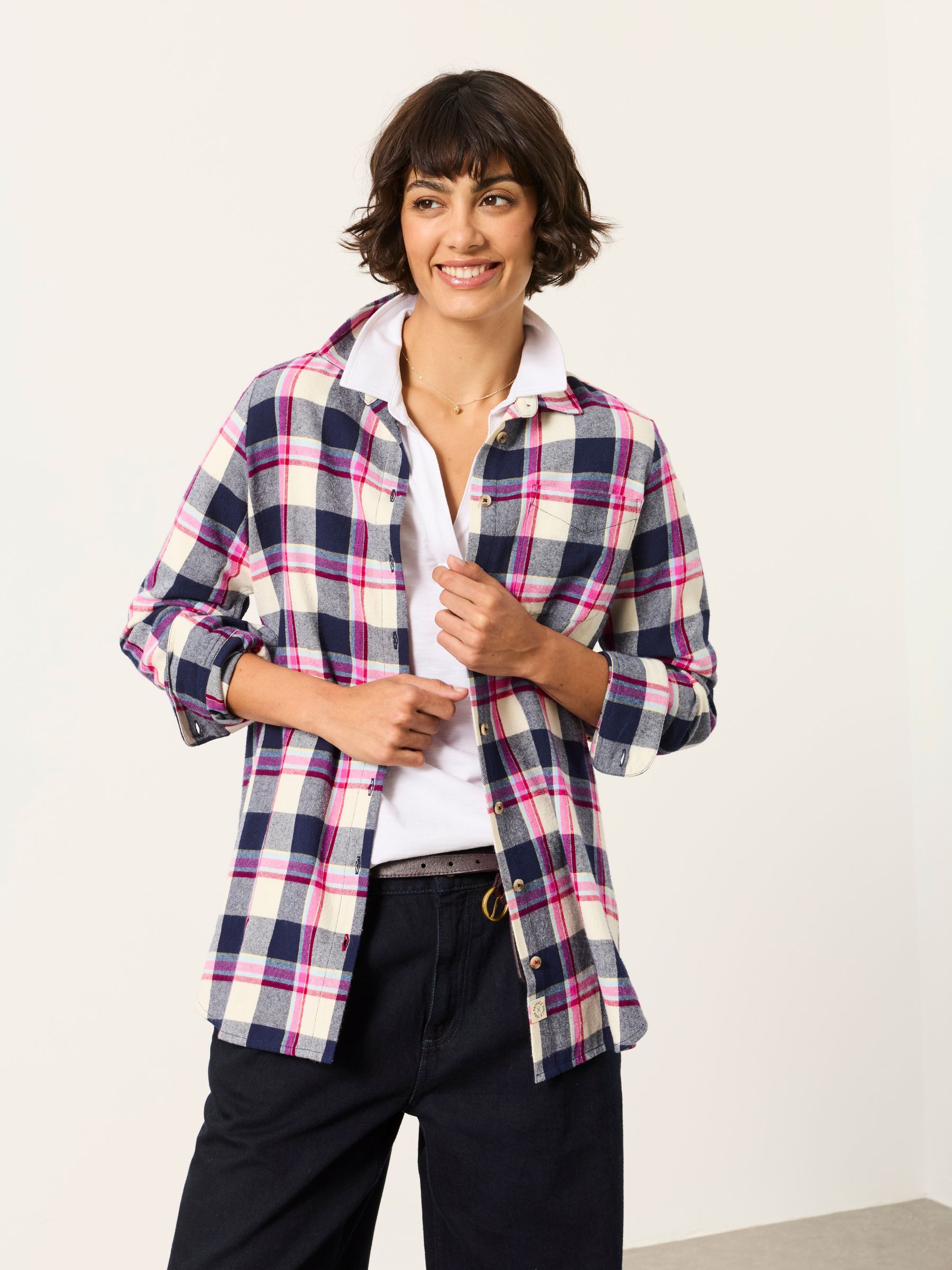 Olivia Navy Check Shirt - Image 1 of 6 Olivia Navy Check Shirt - Image 1 of 6