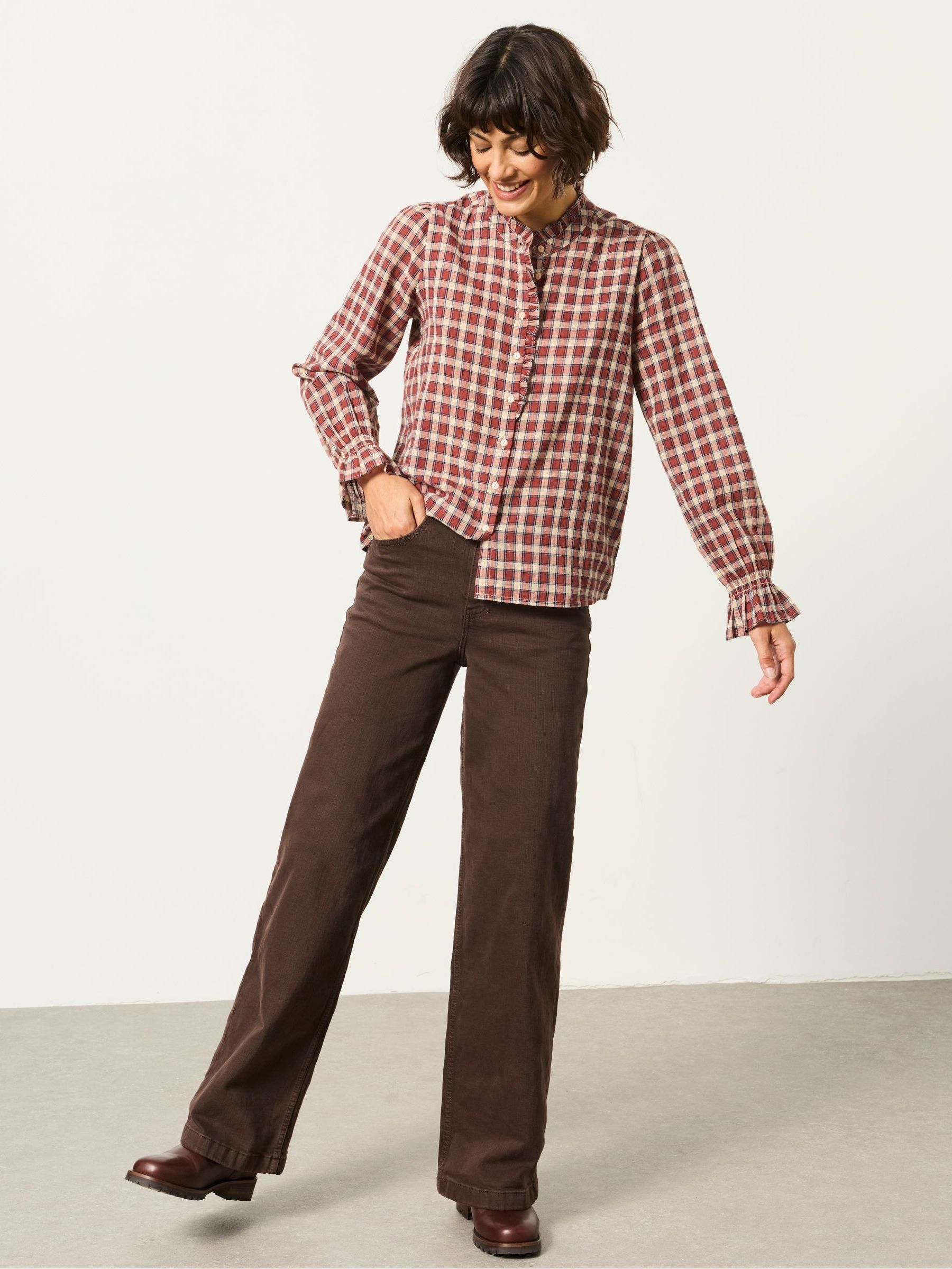 Pia Brown Check Shirt - Image 4 of 6