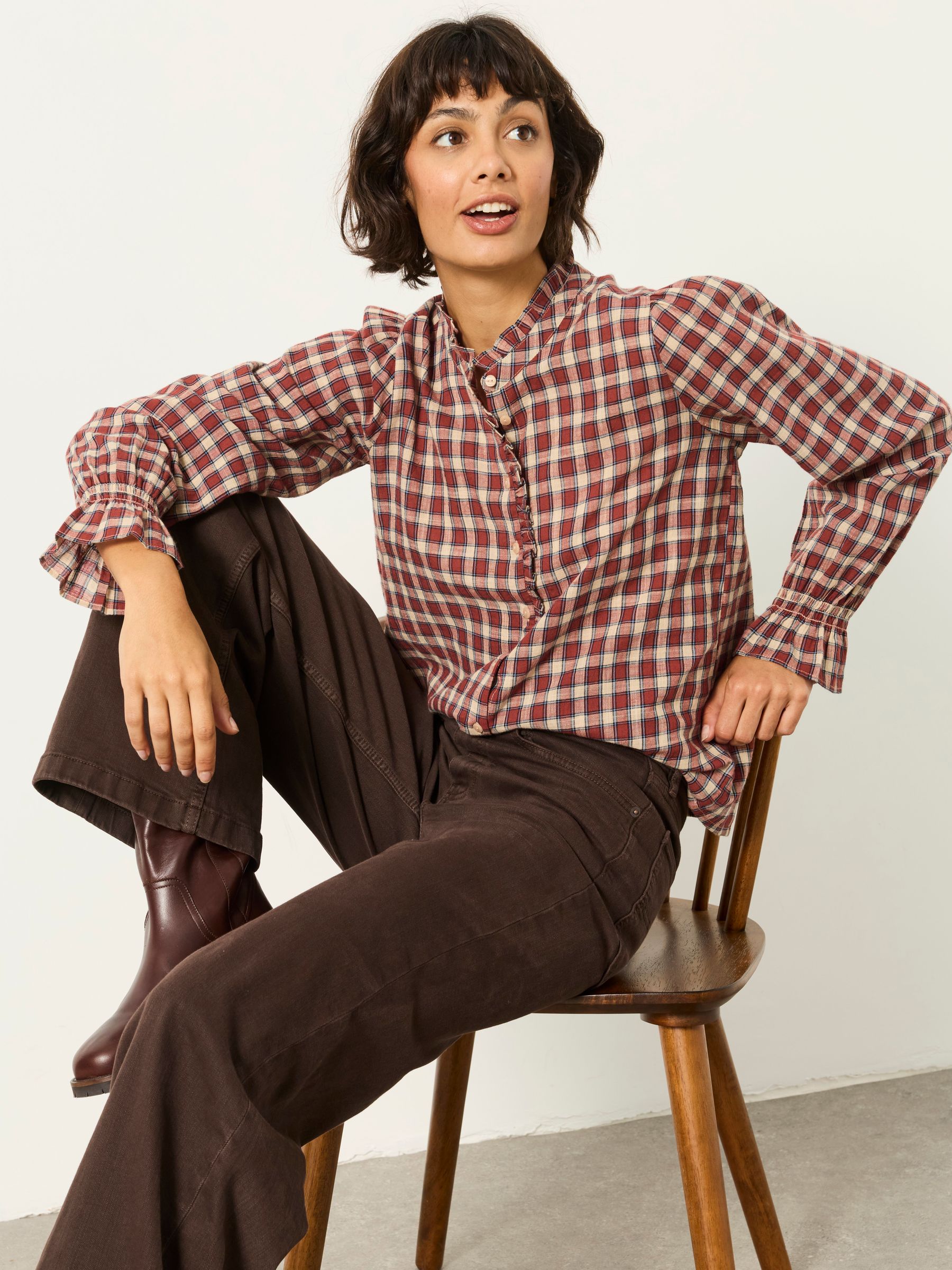 Pia Brown Check Shirt - Image 5 of 6