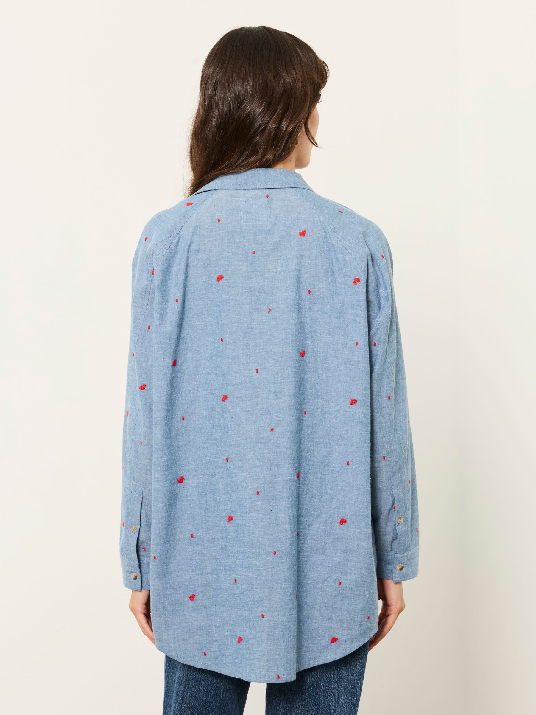 Bessie Chambray Blue Embroidered Check Shirt - Image 2 of 6 Bessie Chambray Blue Embroidered Check Shirt - Image 2 of 6