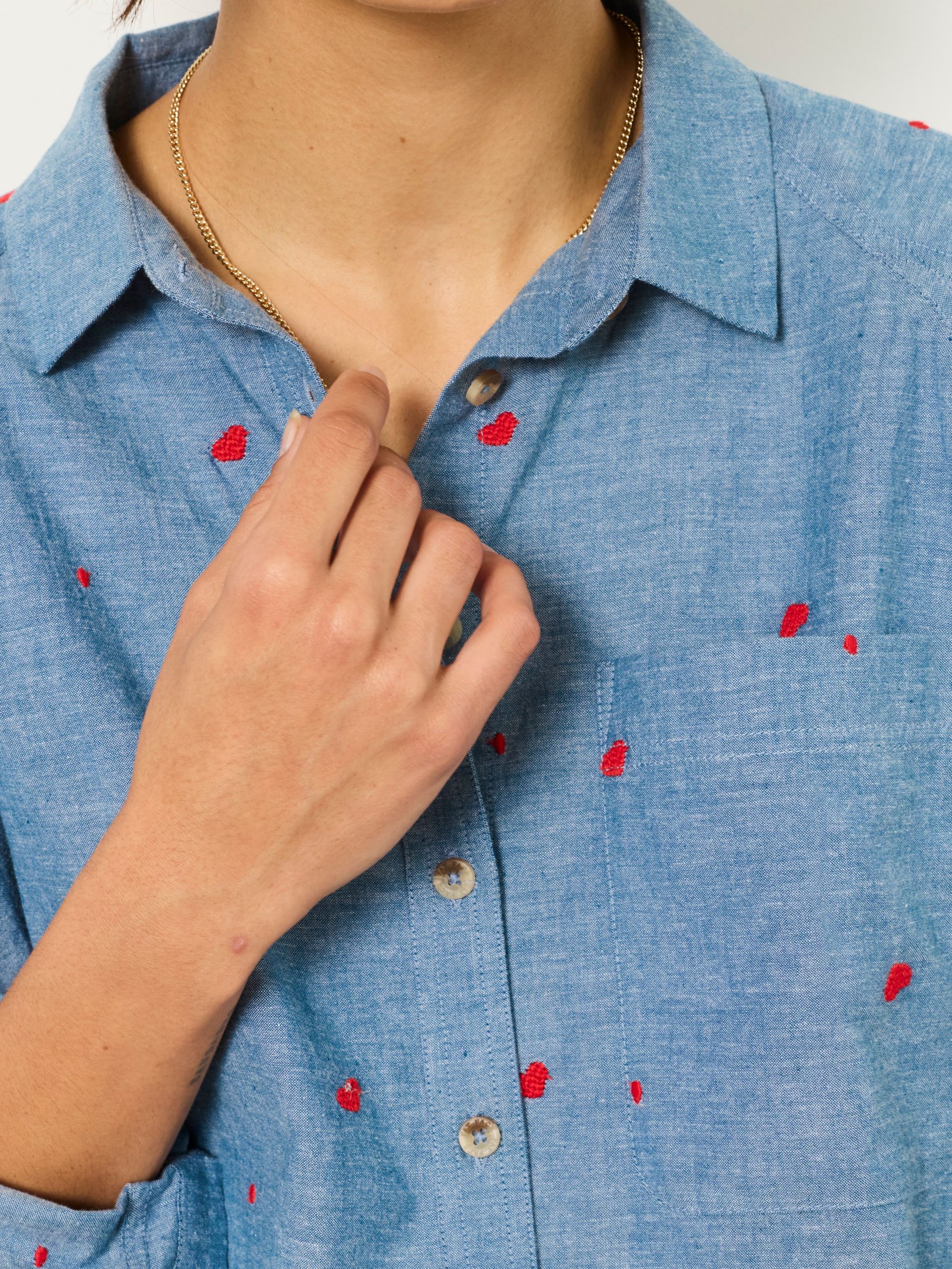 Bessie Chambray Blue Embroidered Check Shirt - Image 5 of 5